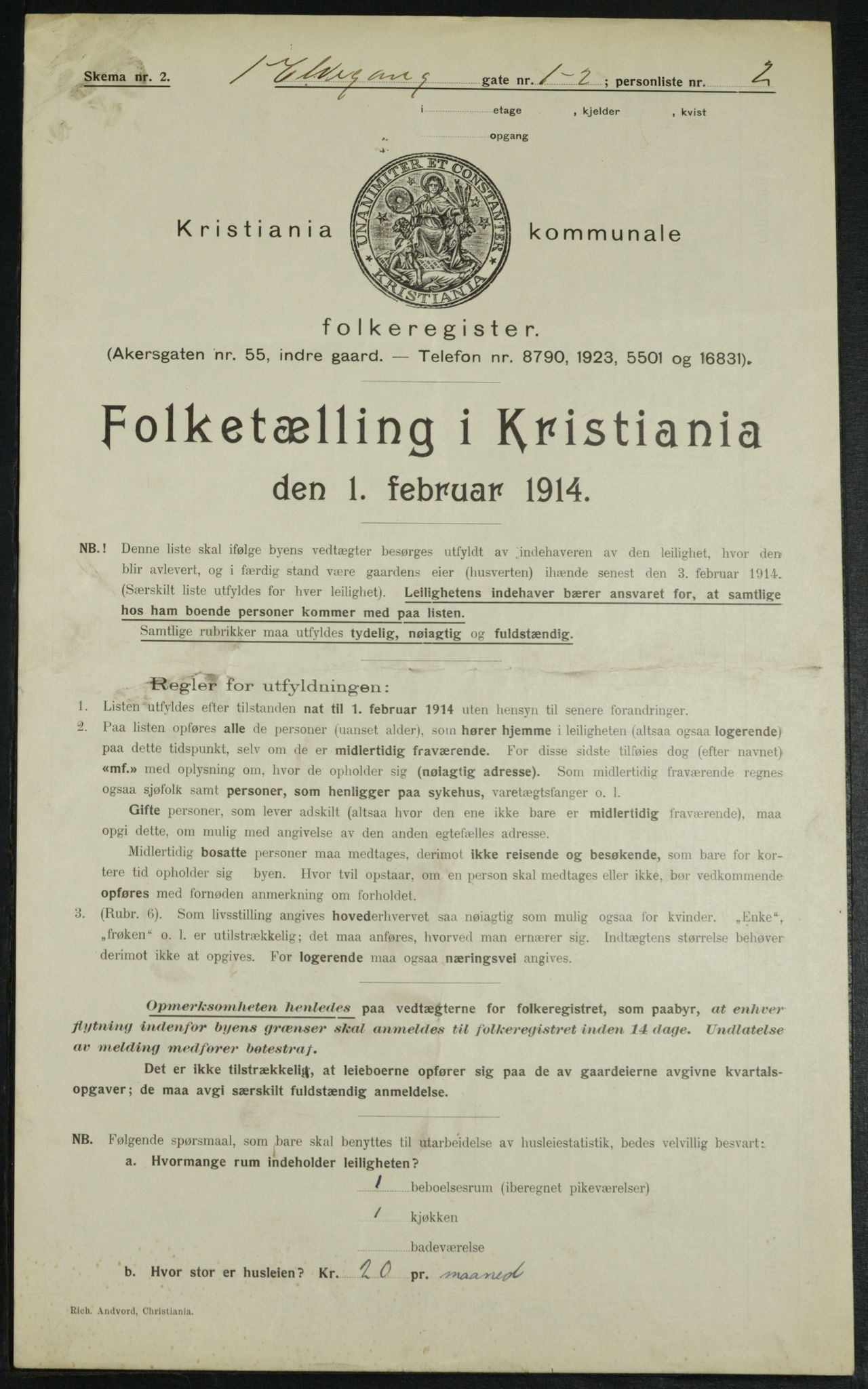 OBA, Municipal Census 1914 for Kristiania, 1914, p. 21051