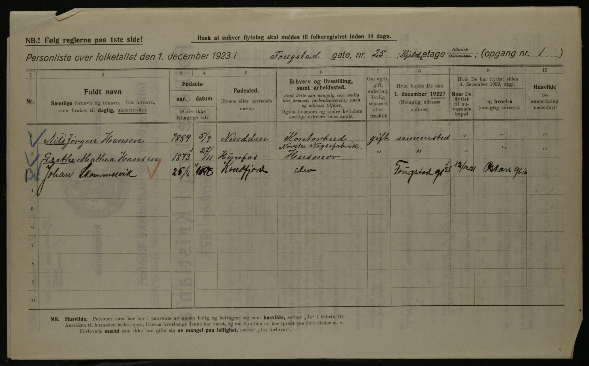 OBA, Municipal Census 1923 for Kristiania, 1923, p. 28490