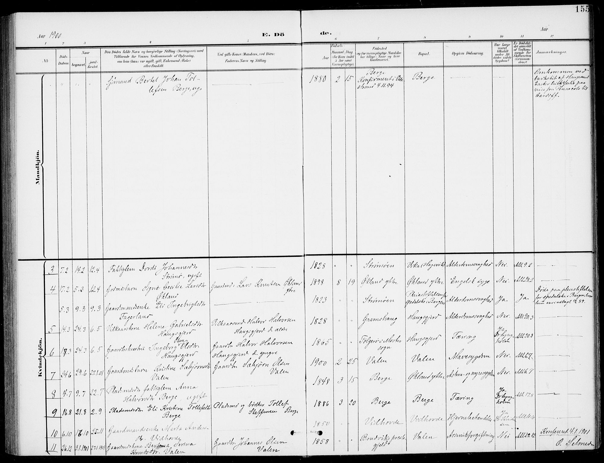 Sveio Sokneprestembete, SAB/A-78501/H/Haa: Parish register (official) no. C 3, 1899-1916, p. 155