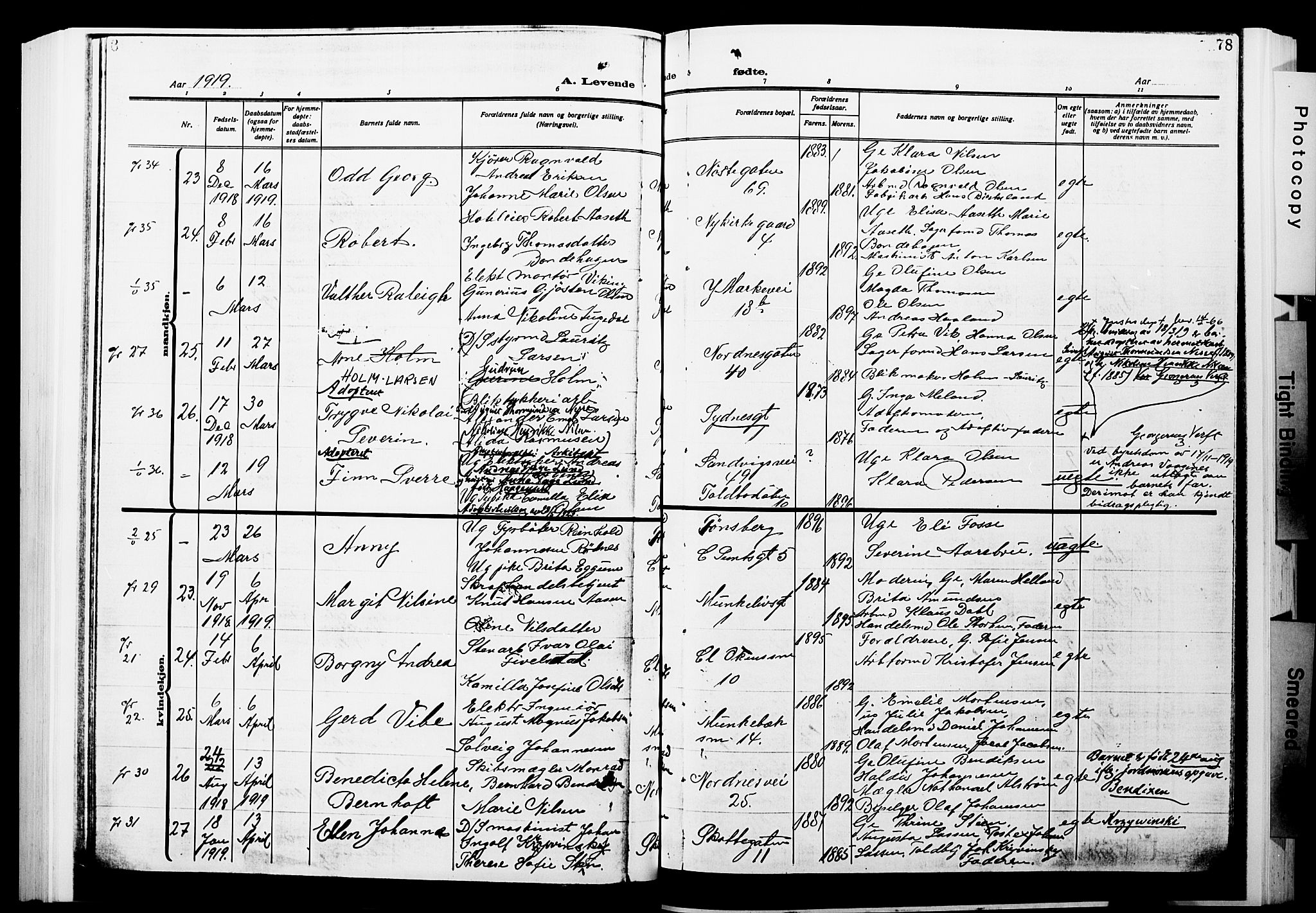 Nykirken Sokneprestembete, AV/SAB-A-77101/H/Hab: Parish register (copy) no. B 7, 1916-1921, p. 78