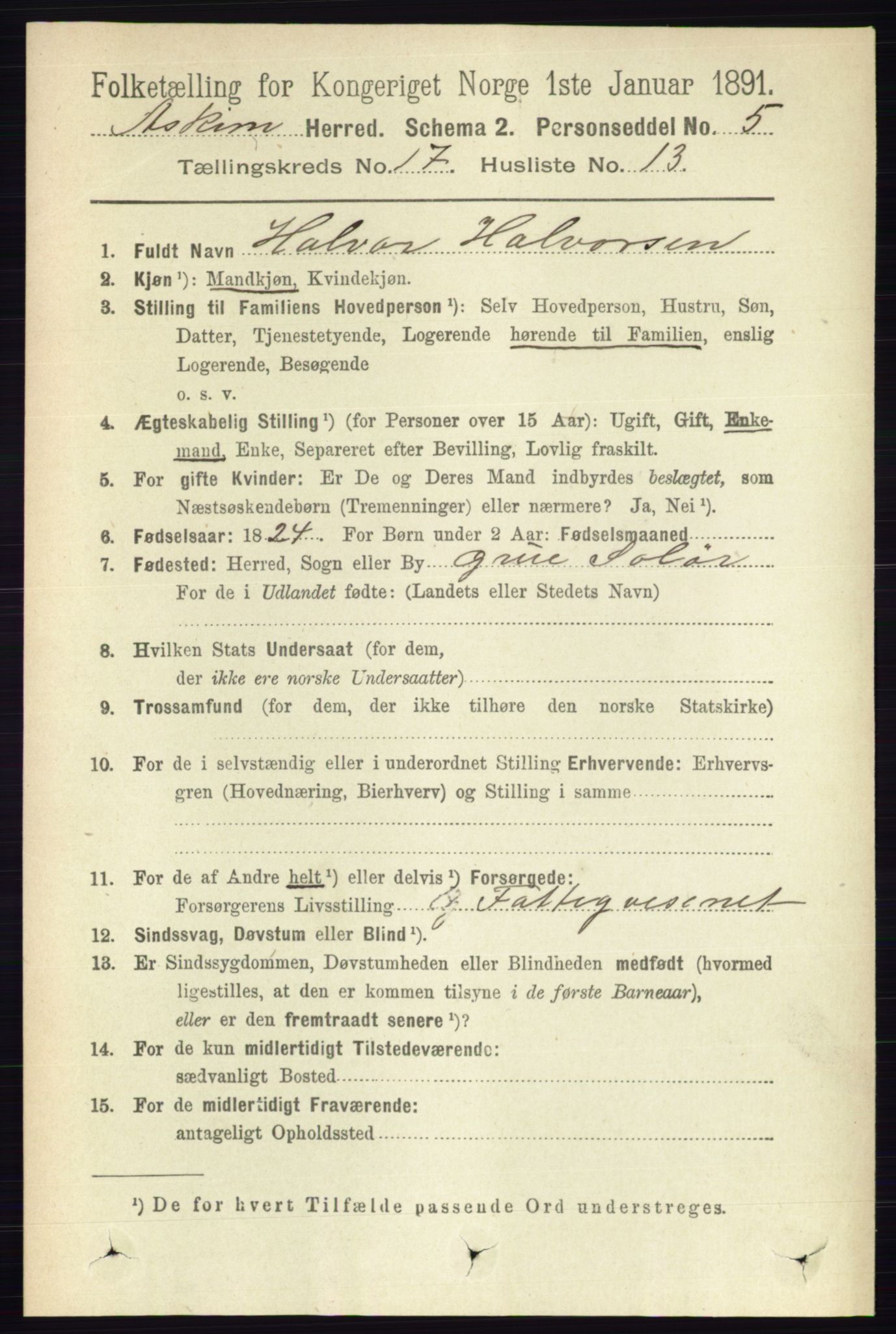 RA, 1891 census for 0124 Askim, 1891, p. 2928