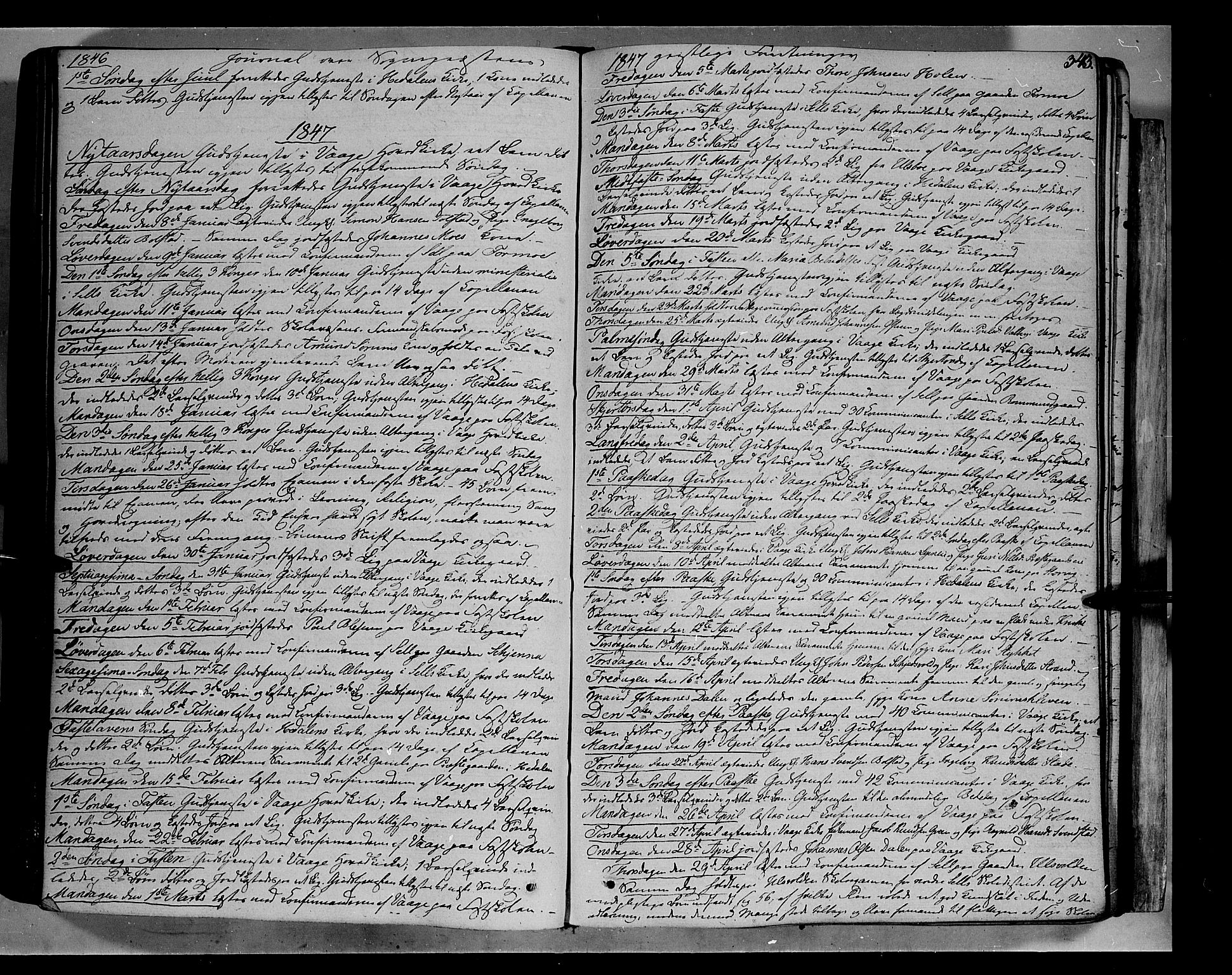 Vågå prestekontor, SAH/PREST-076/H/Ha/Haa/L0005: Parish register (official) no. 5 /1, 1842-1856, p. 343