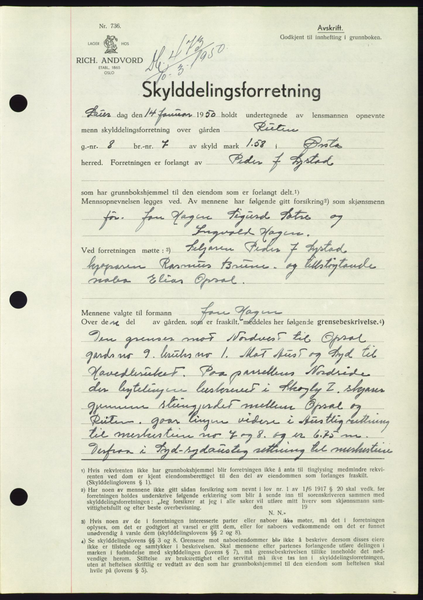 Søre Sunnmøre sorenskriveri, AV/SAT-A-4122/1/2/2C/L0086: Mortgage book no. 12A, 1949-1950, Diary no: : 473/1950