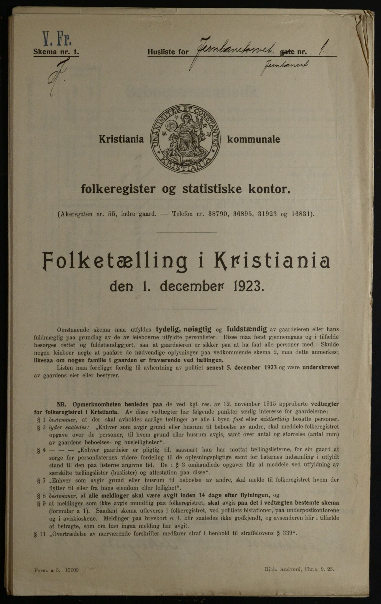 OBA, Municipal Census 1923 for Kristiania, 1923, p. 52557