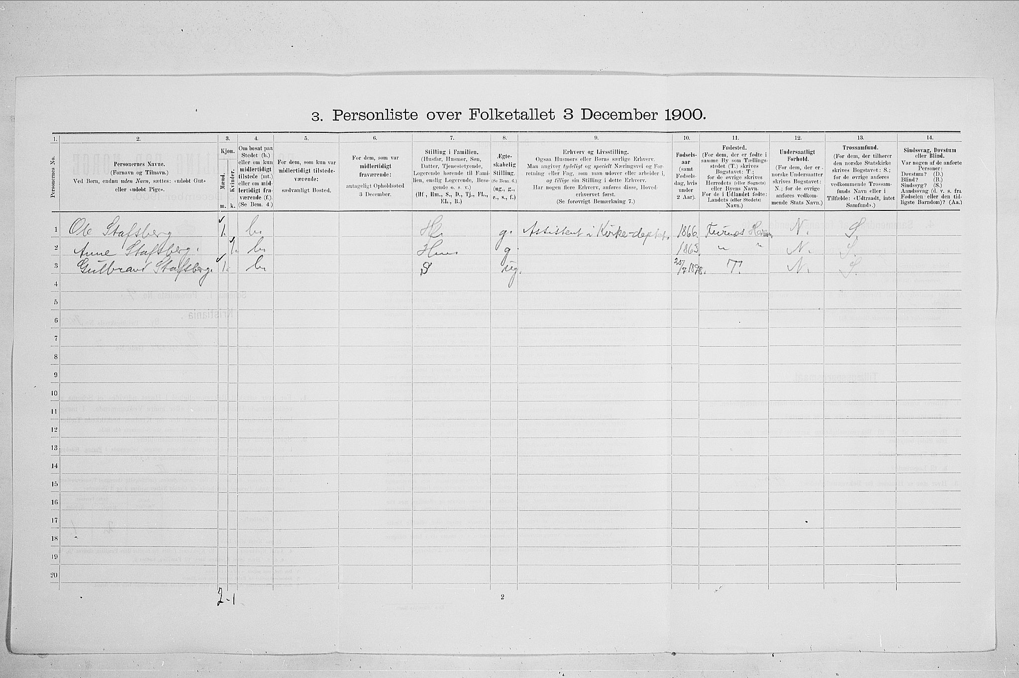 SAO, 1900 census for Kristiania, 1900, p. 42609