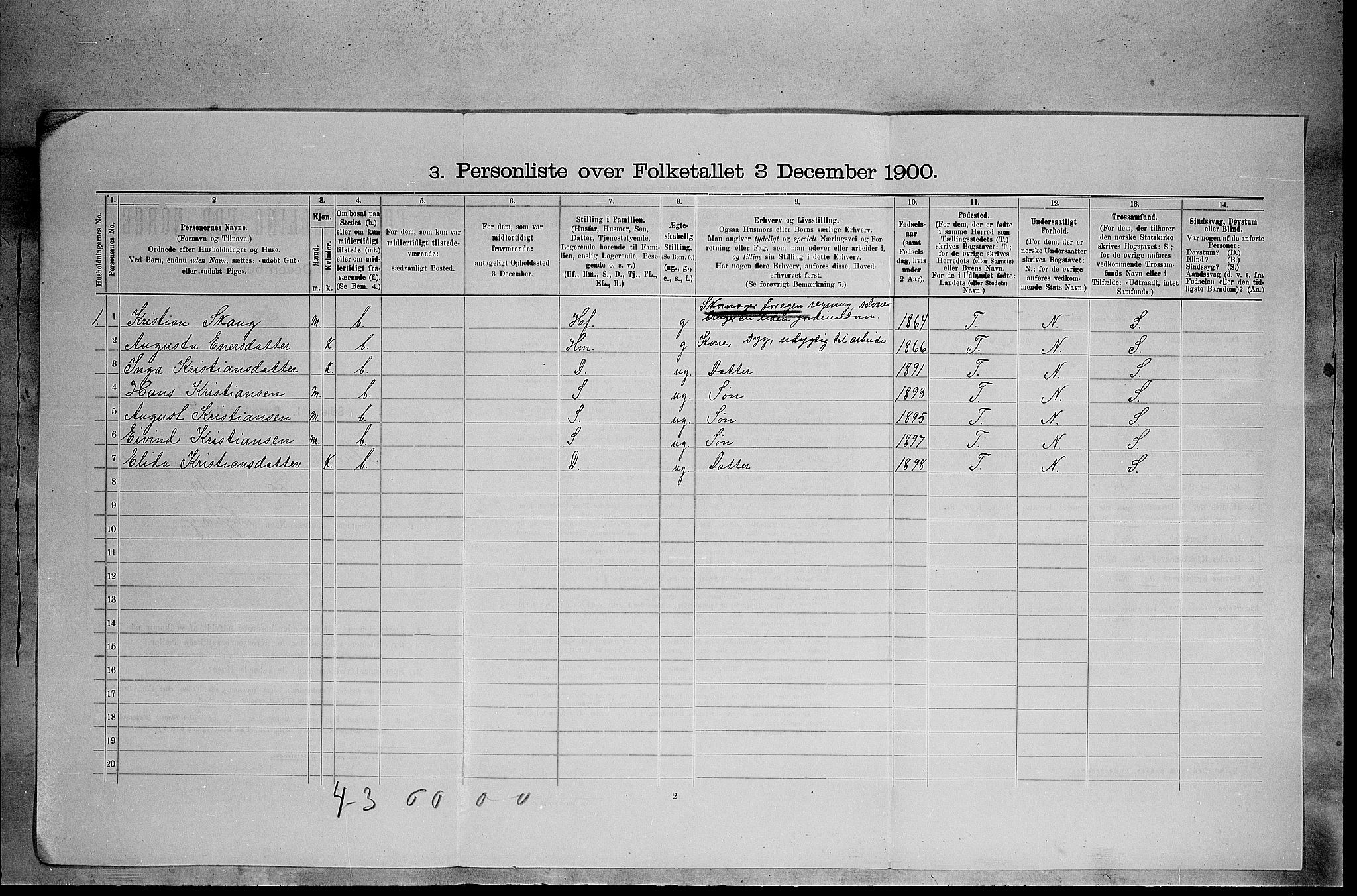 SAH, 1900 census for Elverum, 1900, p. 1208
