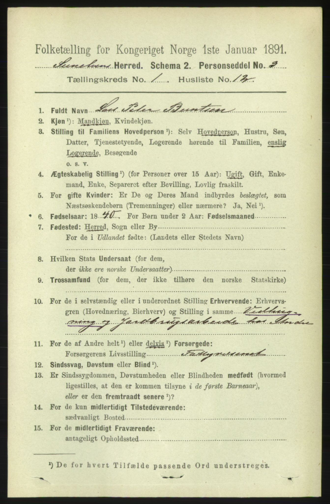 RA, 1891 census for 1523 Sunnylven, 1891, p. 164