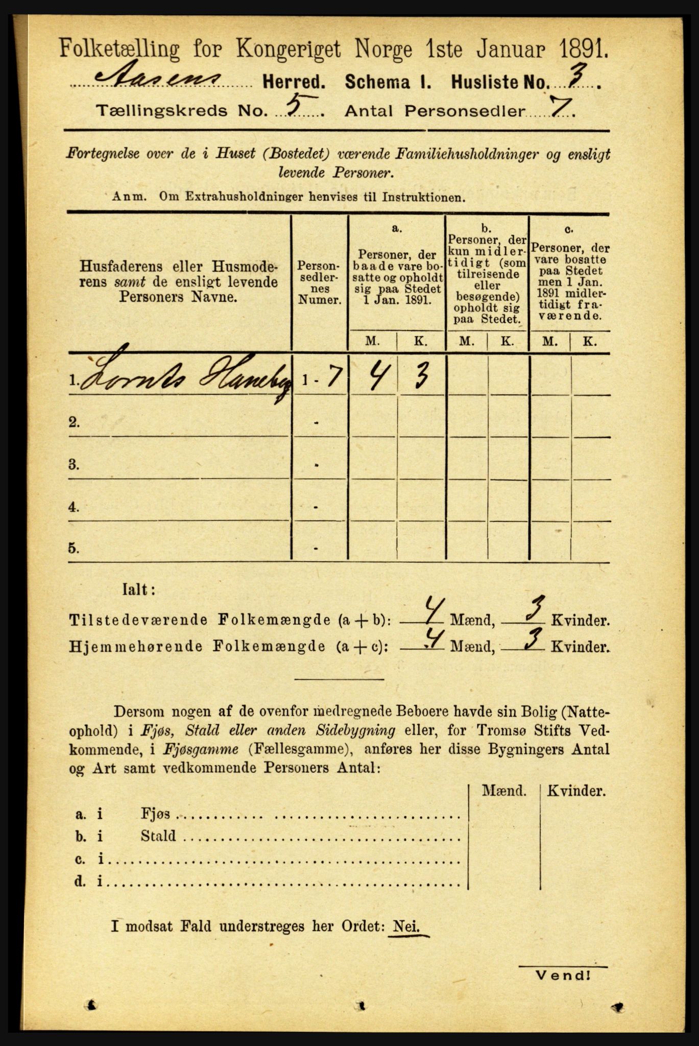 RA, 1891 census for 1716 Åsen, 1891, p. 1909