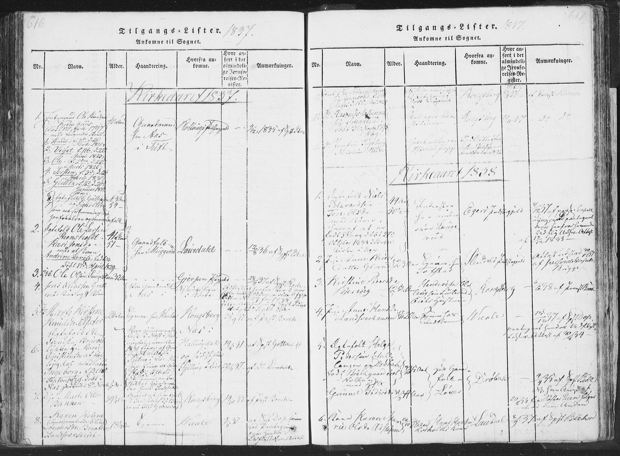 Sandsvær kirkebøker, SAKO/A-244/F/Fa/L0004: Parish register (official) no. I 4, 1817-1839, p. 616-617