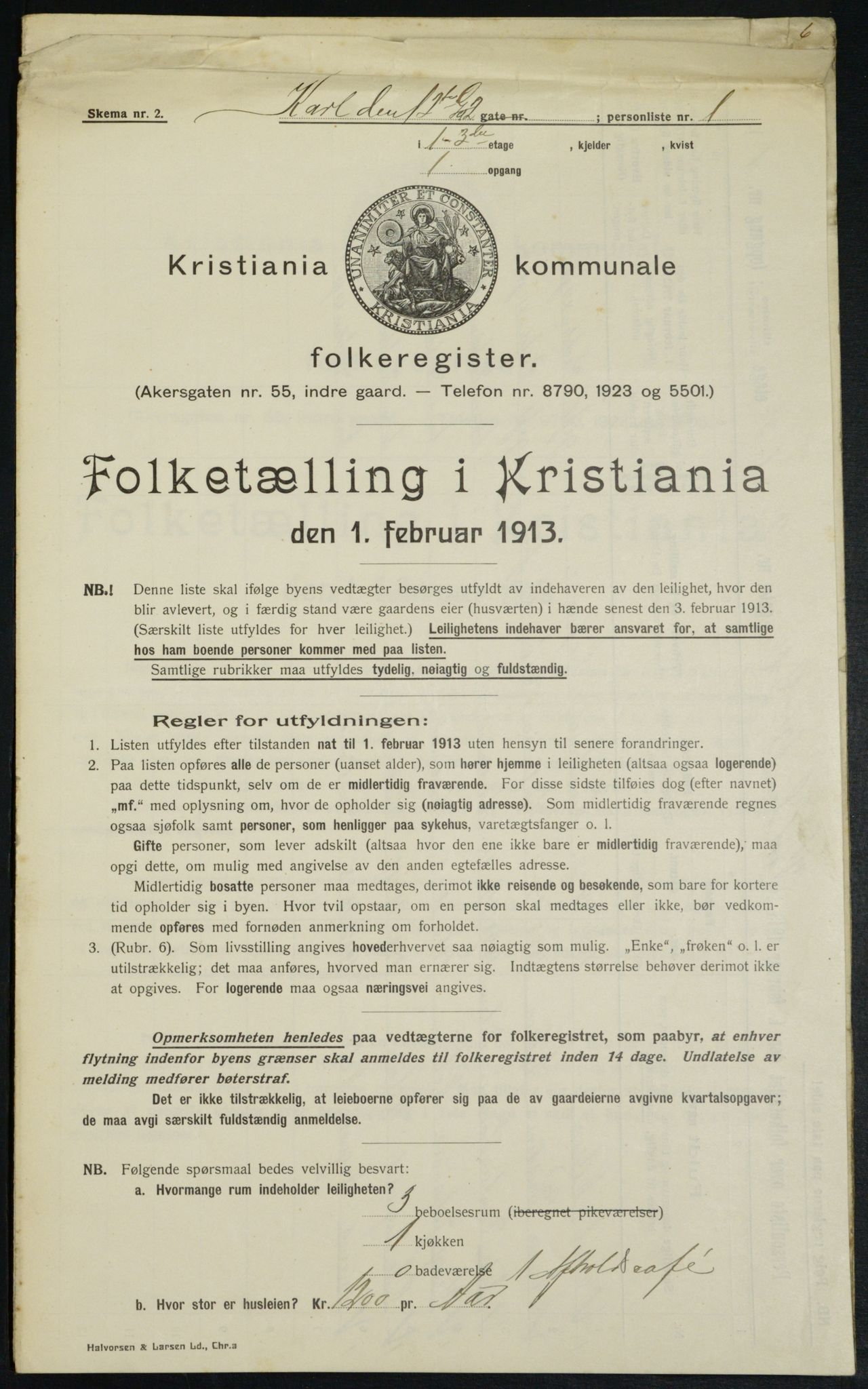 OBA, Municipal Census 1913 for Kristiania, 1913, p. 48017