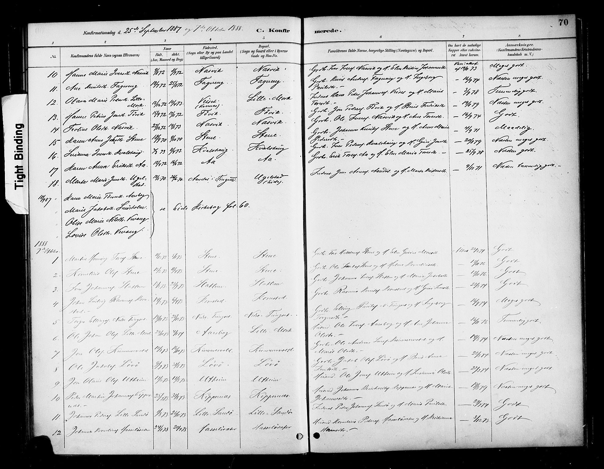 Ministerialprotokoller, klokkerbøker og fødselsregistre - Møre og Romsdal, SAT/A-1454/570/L0832: Parish register (official) no. 570A06, 1885-1900, p. 70
