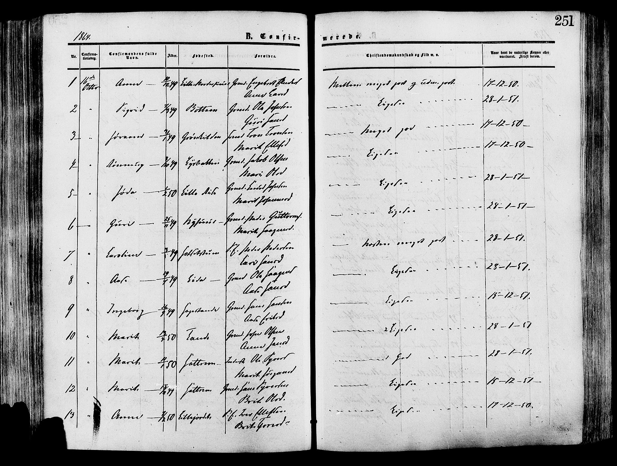 Lesja prestekontor, AV/SAH-PREST-068/H/Ha/Haa/L0008: Parish register (official) no. 8, 1854-1880, p. 251