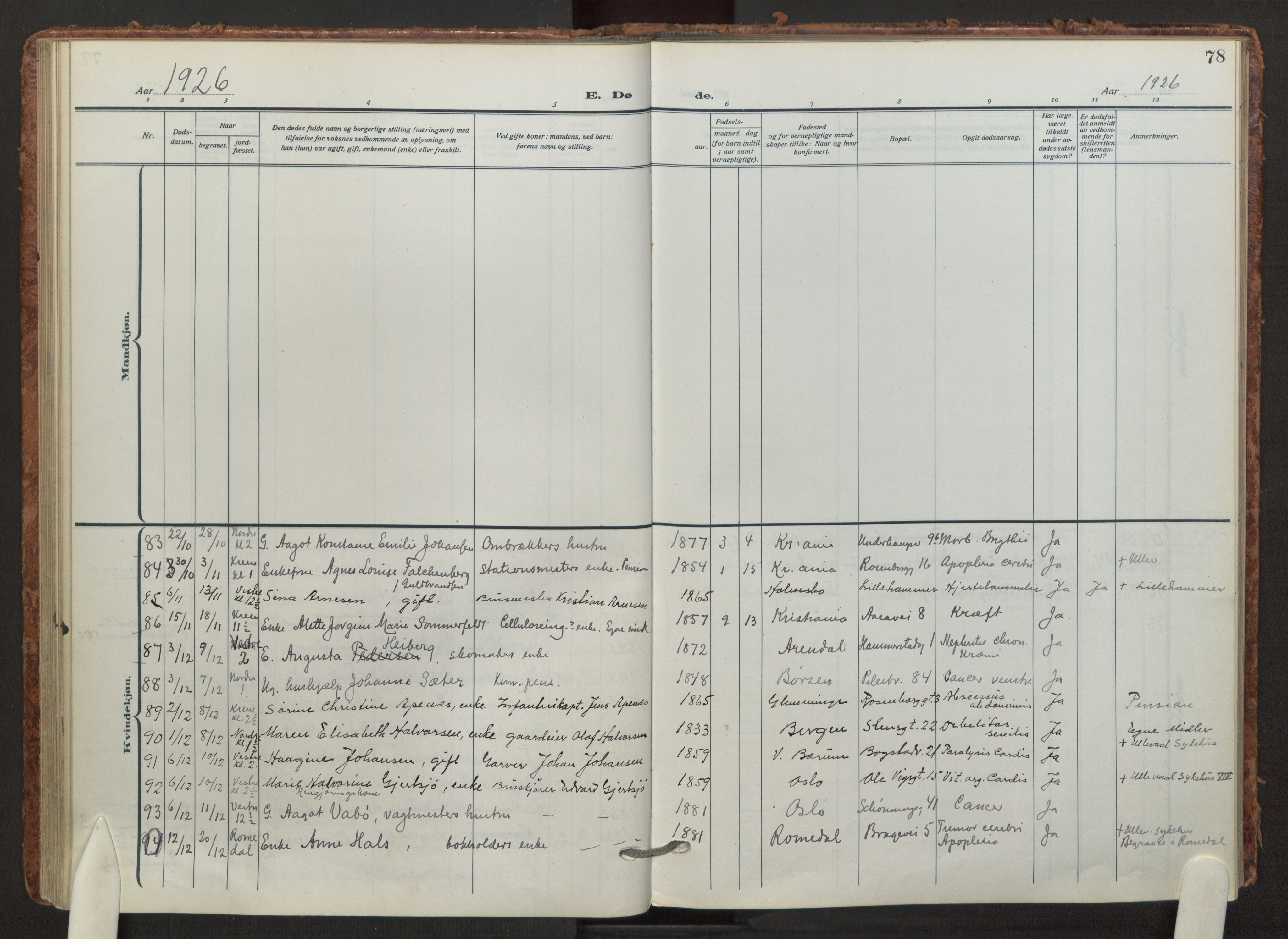 Fagerborg prestekontor Kirkebøker, SAO/A-10844/F/Fa/L0008: Parish register (official) no. 8, 1917-1938, p. 78