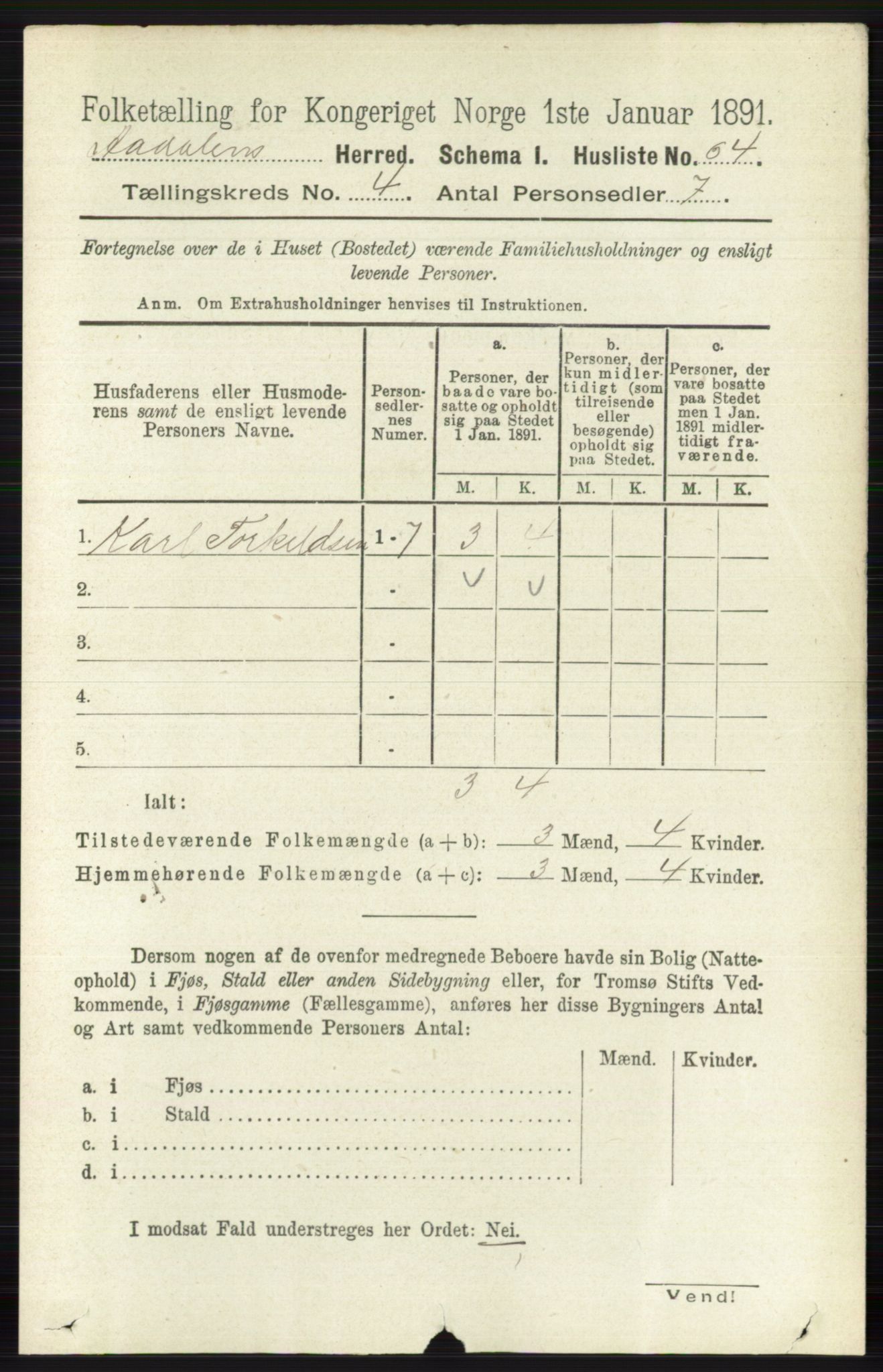 RA, 1891 census for 0614 Ådal, 1891, p. 1514