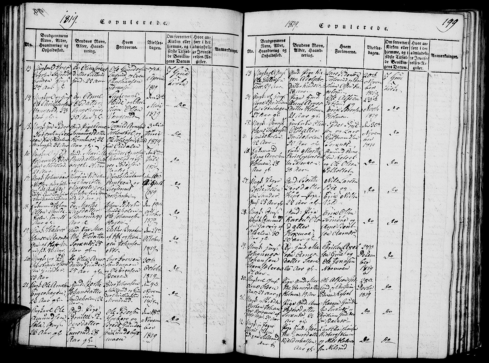 Grue prestekontor, AV/SAH-PREST-036/H/Ha/Hab/L0002: Parish register (copy) no. 2, 1815-1841, p. 199