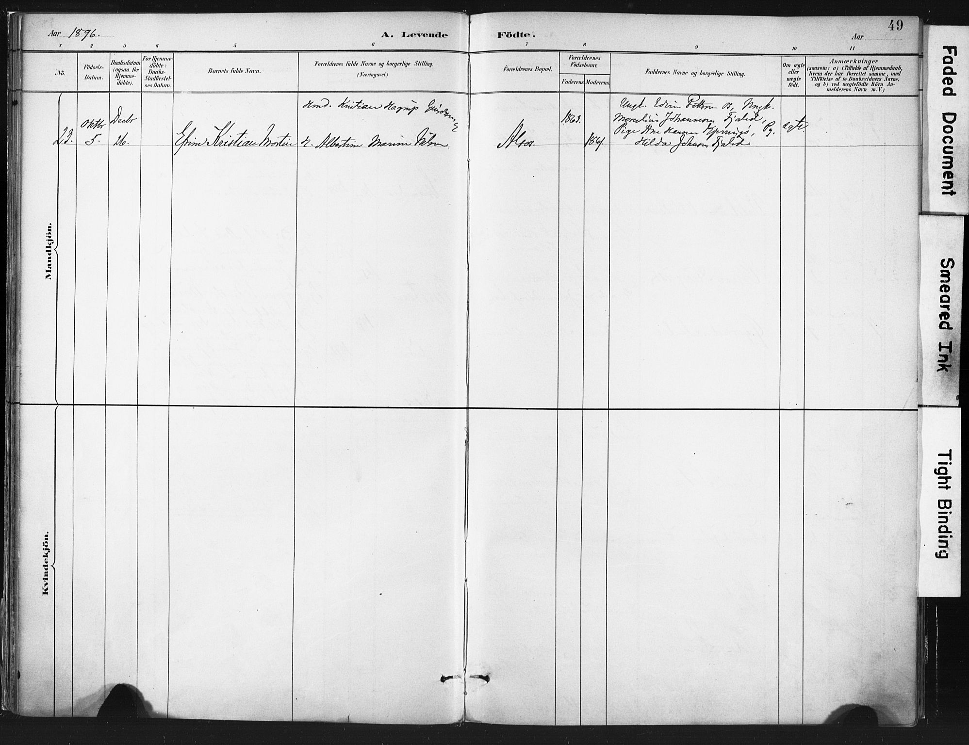 Ministerialprotokoller, klokkerbøker og fødselsregistre - Nordland, AV/SAT-A-1459/803/L0071: Parish register (official) no. 803A01, 1881-1897, p. 49