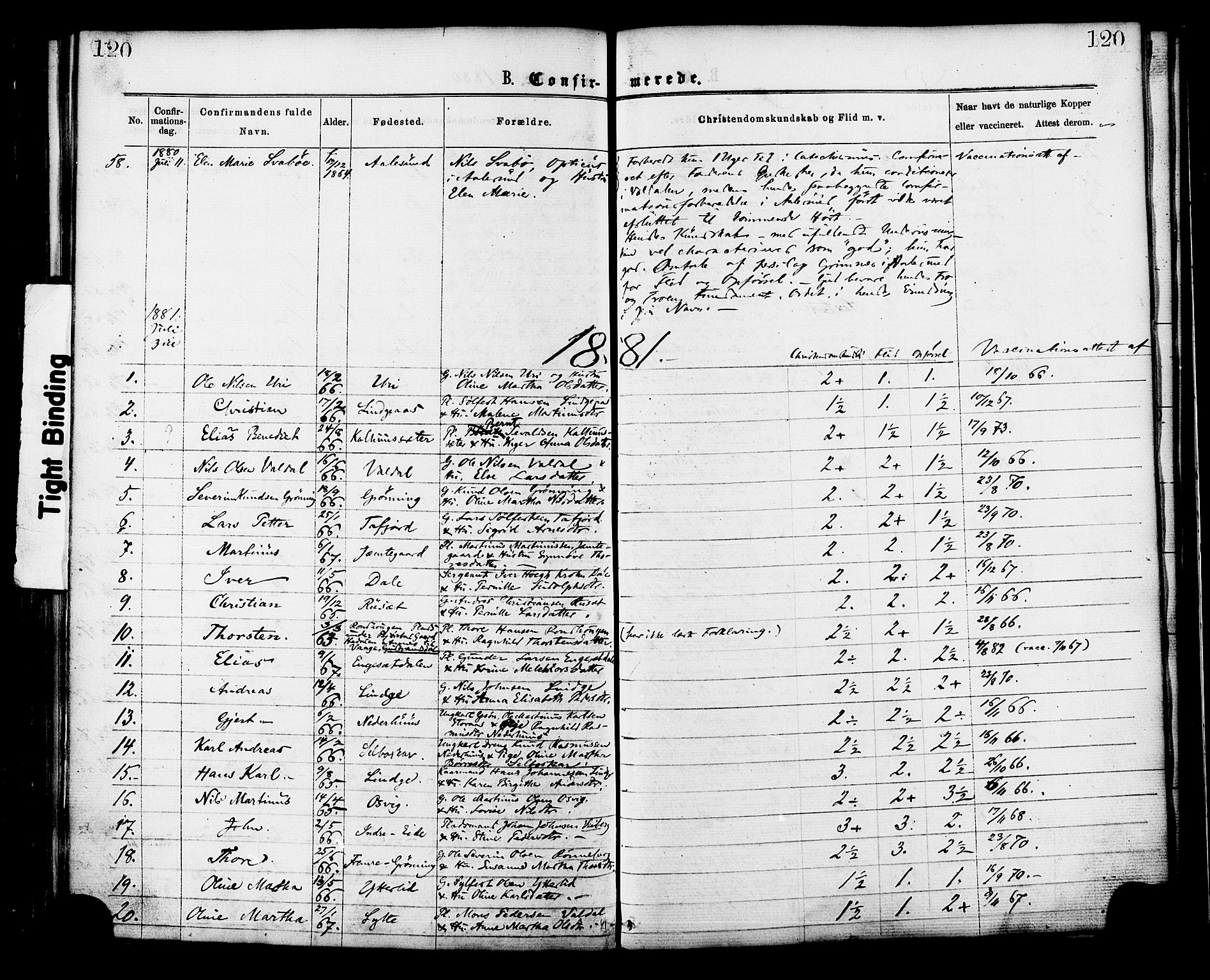 Ministerialprotokoller, klokkerbøker og fødselsregistre - Møre og Romsdal, AV/SAT-A-1454/519/L0254: Parish register (official) no. 519A13, 1868-1883, p. 120