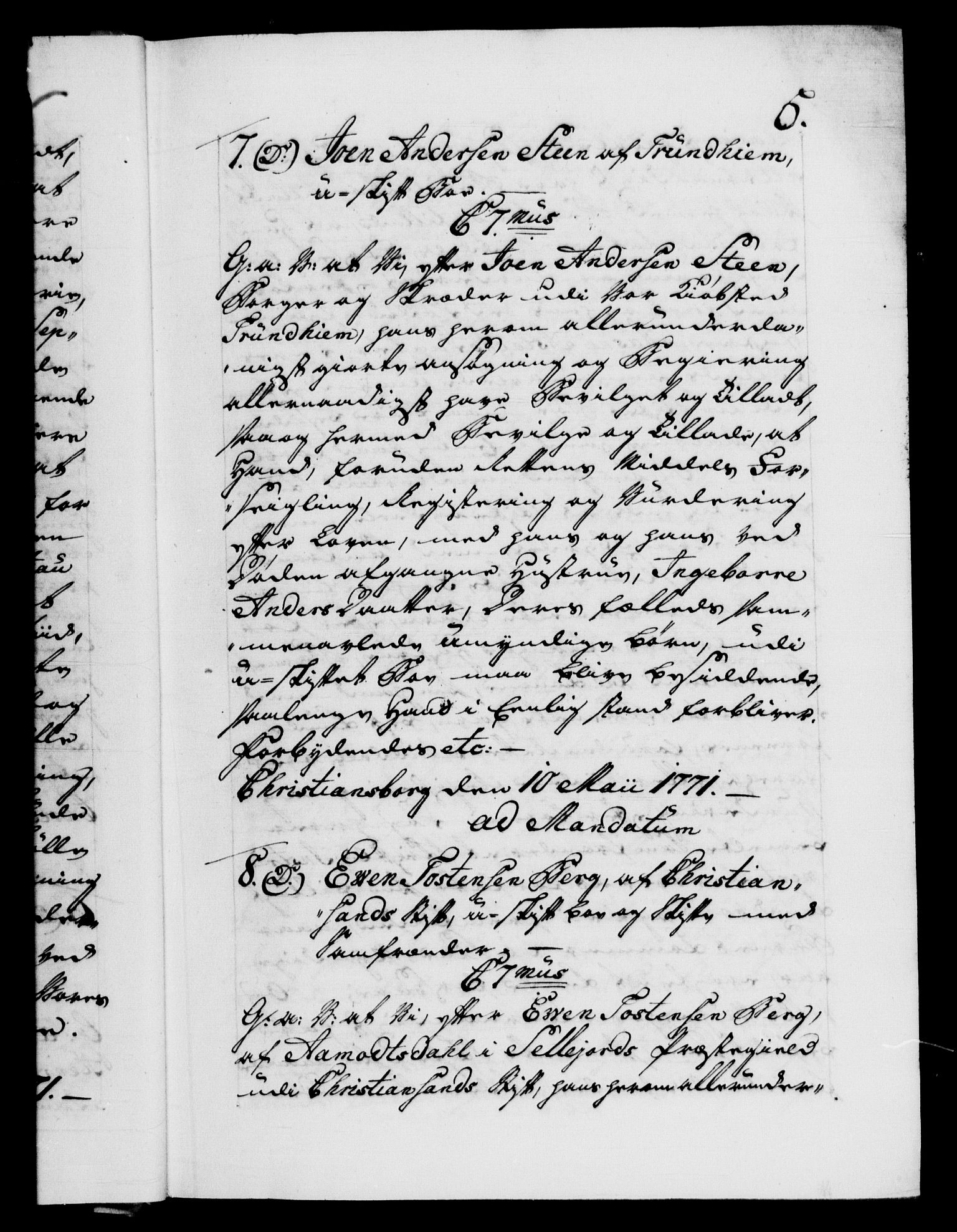 Danske Kanselli 1572-1799, AV/RA-EA-3023/F/Fc/Fca/Fcaa/L0045: Norske registre "Norske eller 3. dept.s åpne brev, 1771-1773, p. 5a