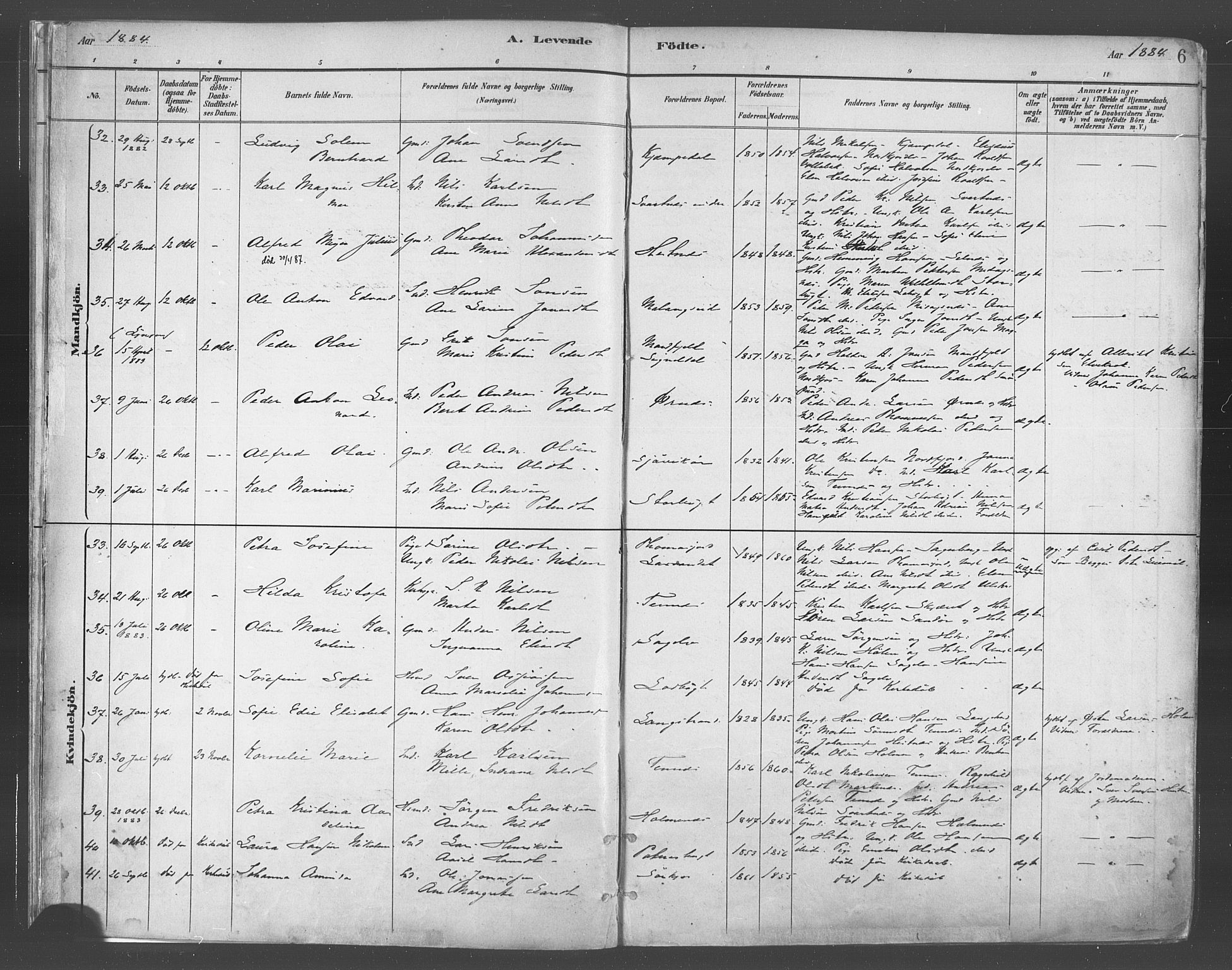 Balsfjord sokneprestembete, AV/SATØ-S-1303/G/Ga/L0005kirke: Parish register (official) no. 5, 1884-1897, p. 6