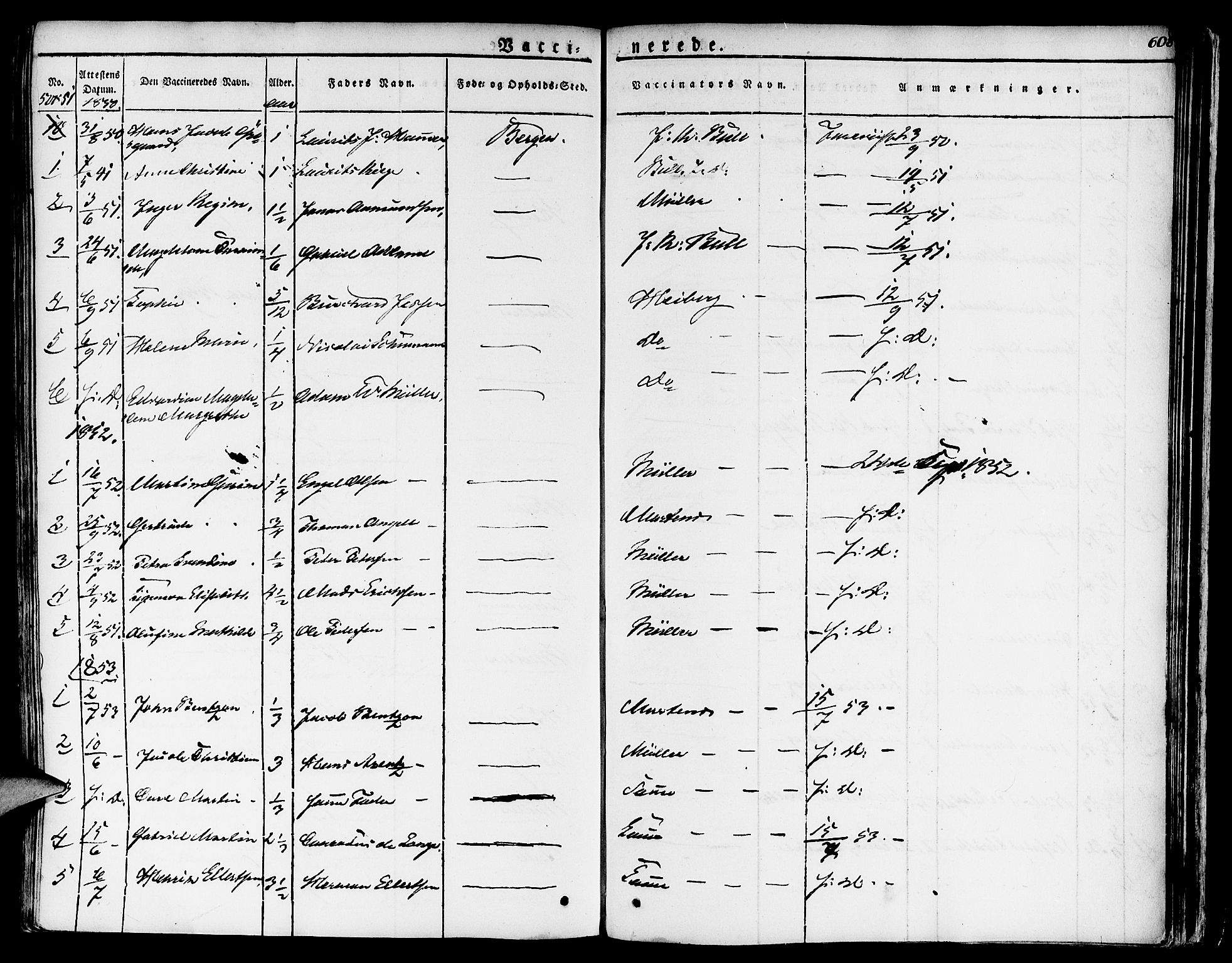 Nykirken Sokneprestembete, SAB/A-77101/H/Haa/L0012: Parish register (official) no. A 12, 1821-1844, p. 608