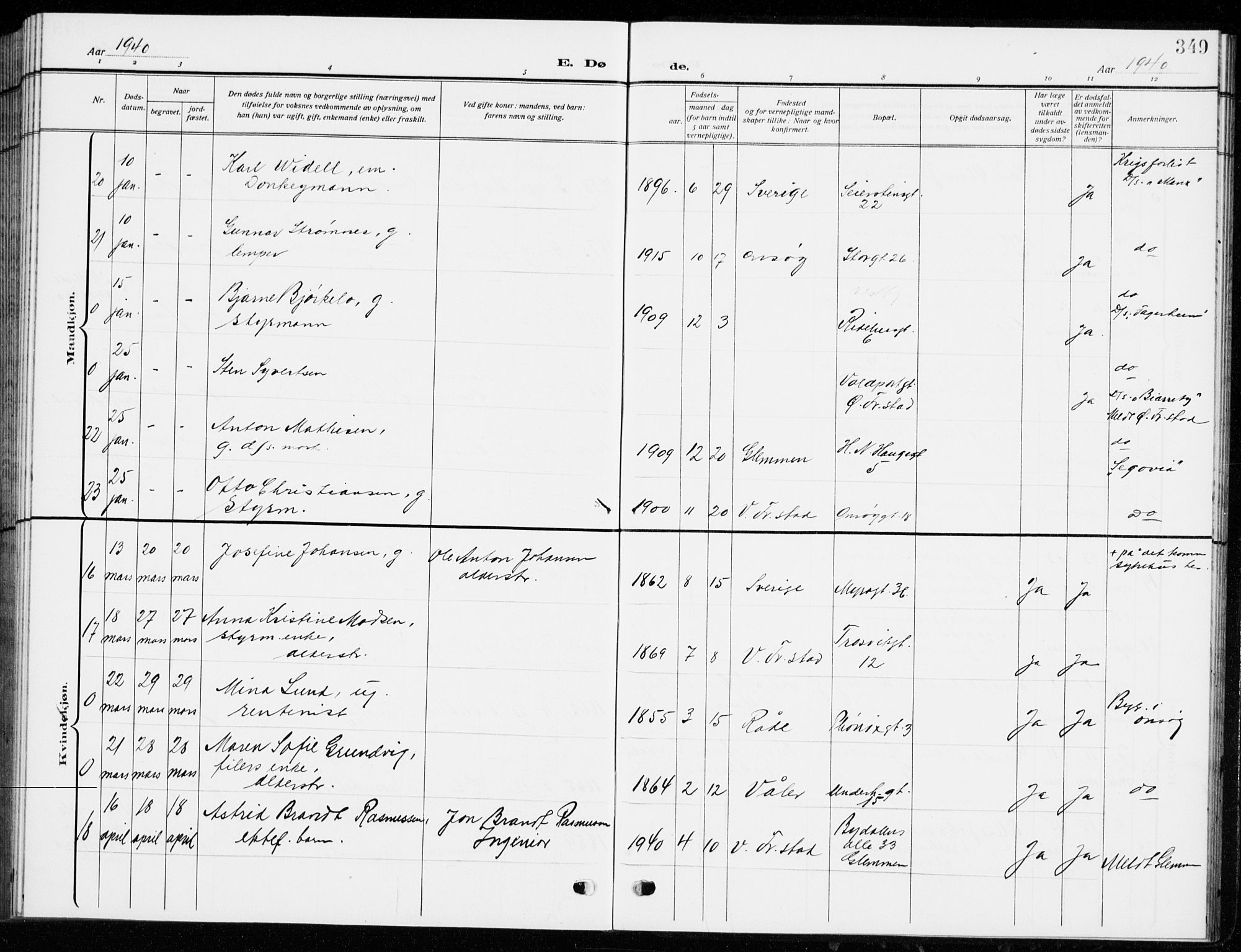 Fredrikstad domkirkes prestekontor Kirkebøker, AV/SAO-A-10906/G/Ga/L0004: Parish register (copy) no. 4, 1910-1944, p. 349