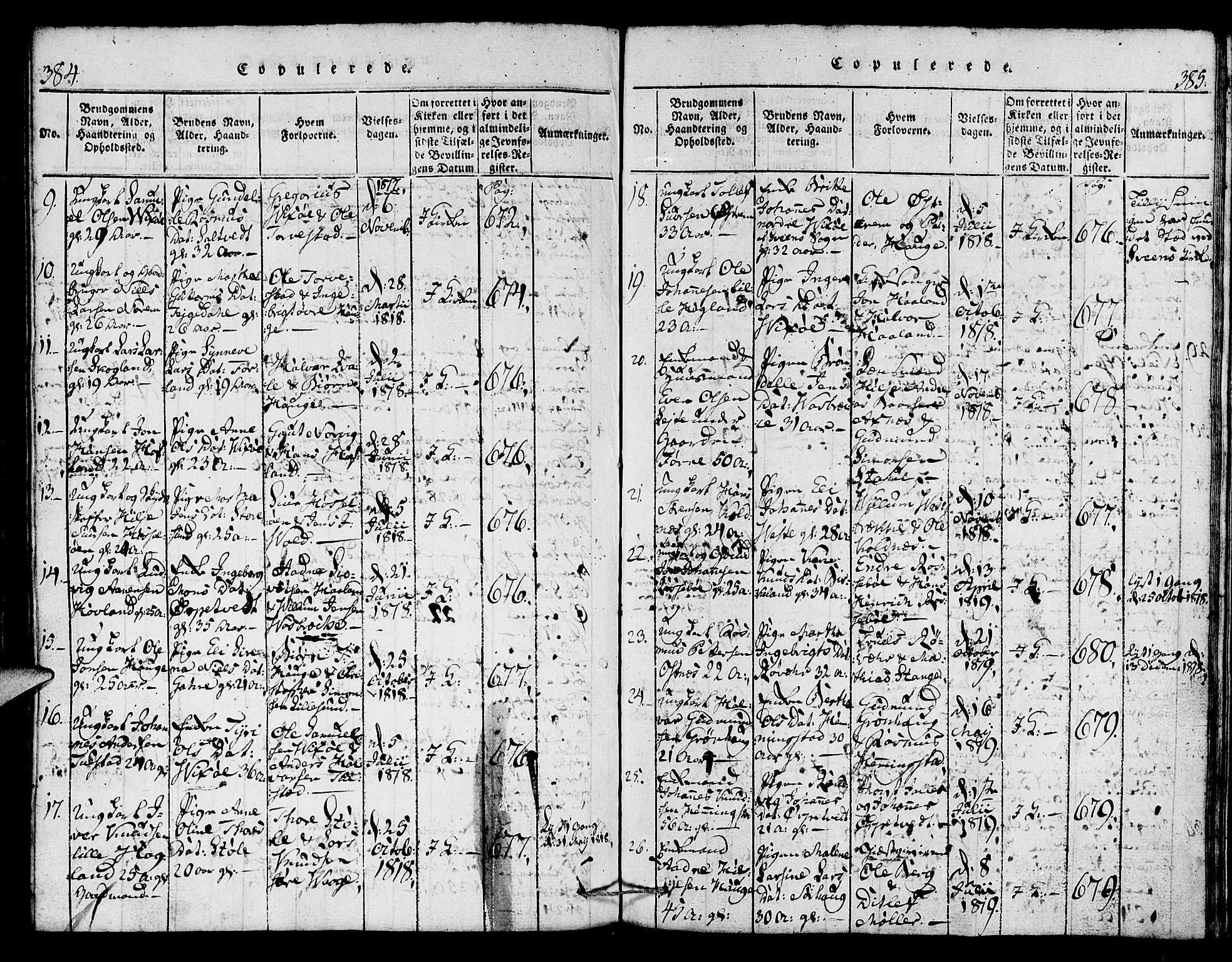 Torvastad sokneprestkontor, SAST/A -101857/H/Ha/Haa/L0004: Parish register (official) no. A 4, 1817-1836, p. 384-385