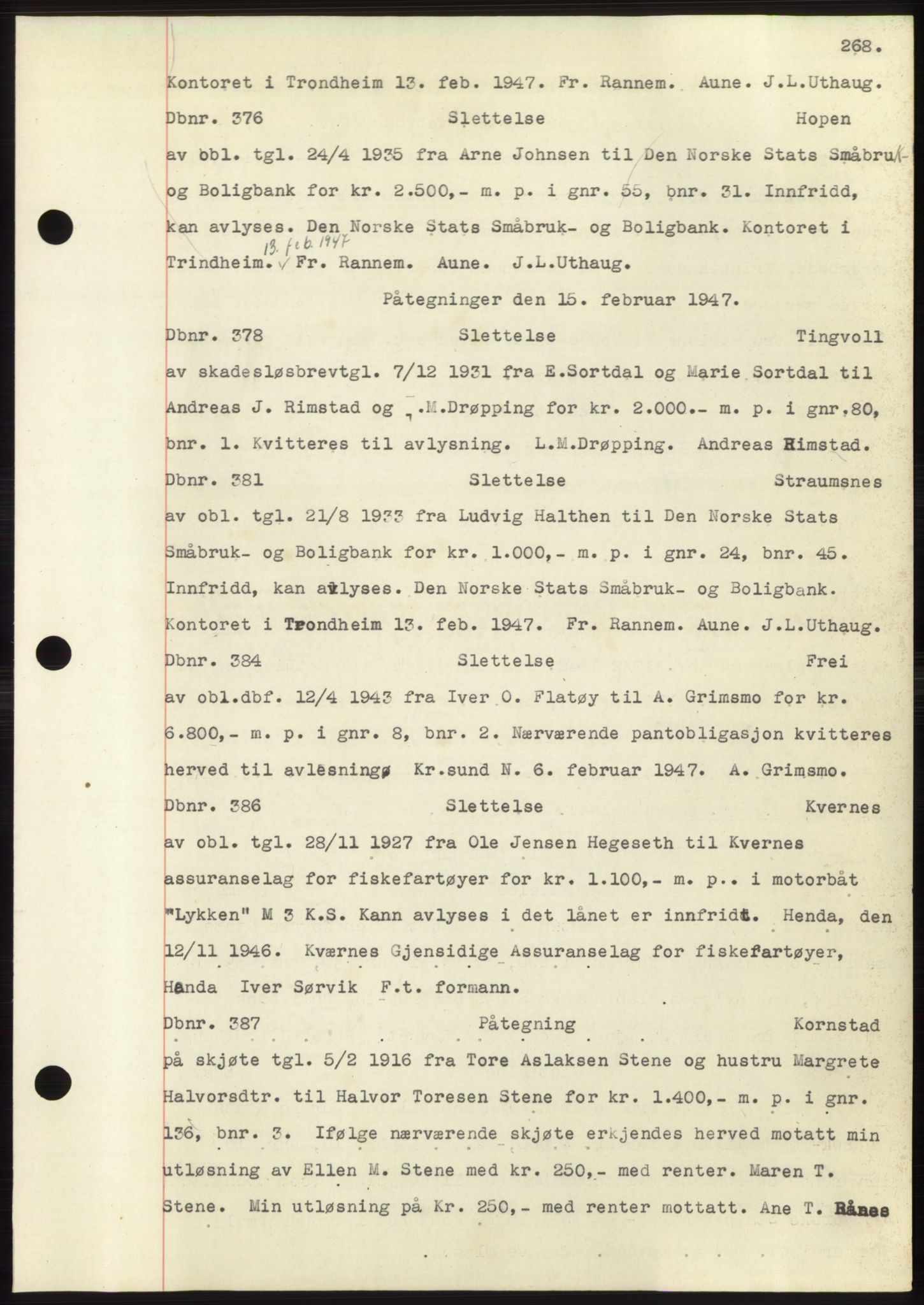 Nordmøre sorenskriveri, AV/SAT-A-4132/1/2/2Ca: Mortgage book no. C82b, 1946-1951, Diary no: : 376/1947