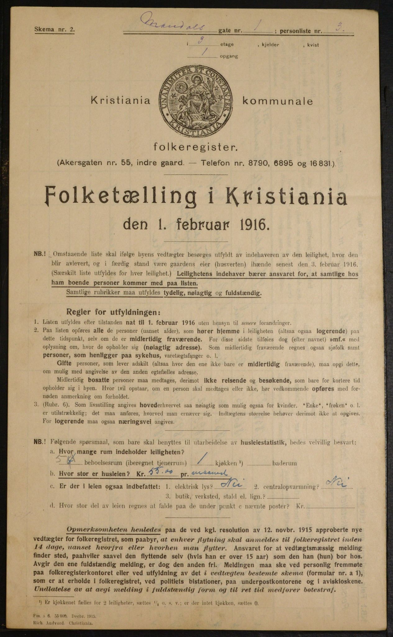 OBA, Municipal Census 1916 for Kristiania, 1916, p. 61476