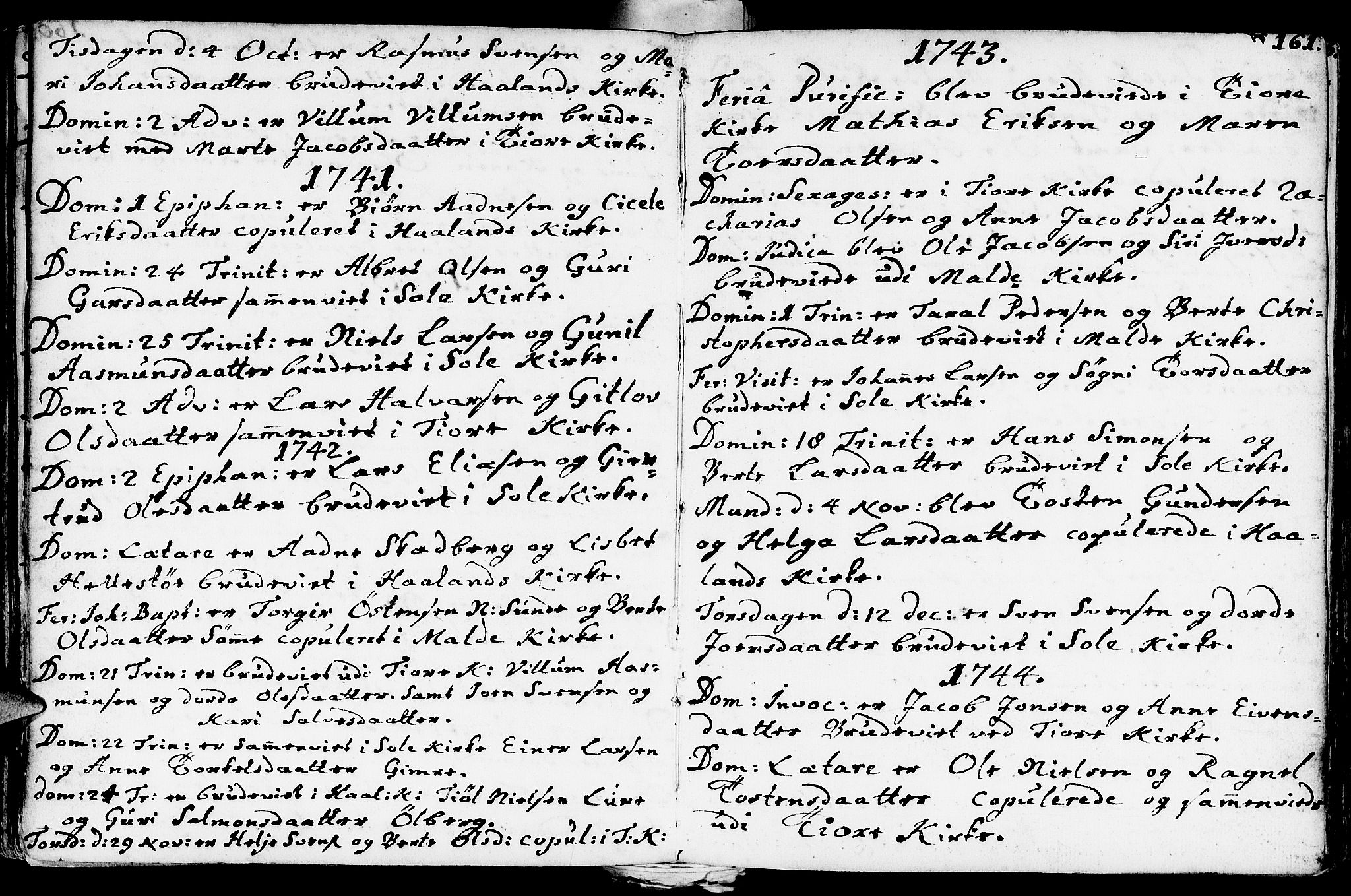 Håland sokneprestkontor, SAST/A-101802/001/30BA/L0002: Parish register (official) no. A 2, 1722-1794, p. 161