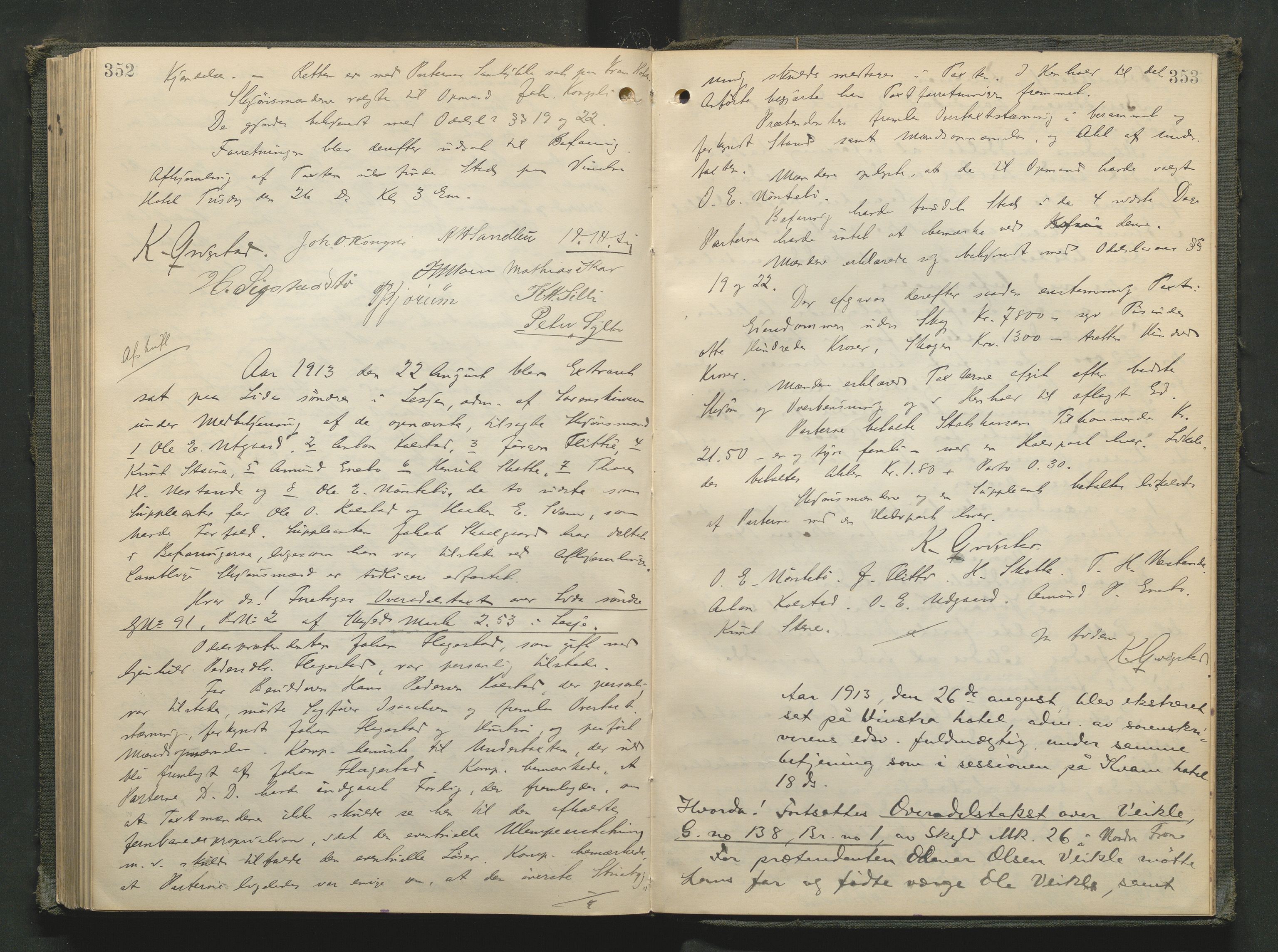 Nord-Gudbrandsdal tingrett, AV/SAH-TING-002/G/Gc/Gcb/L0008: Ekstrarettsprotokoll for åstedssaker, 1909-1913, p. 352-353