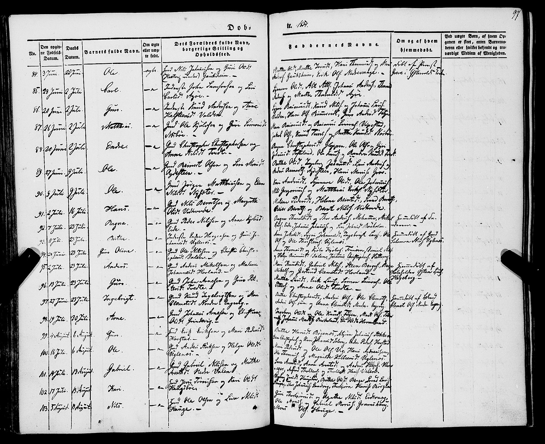 Stord sokneprestembete, SAB/A-78201/H/Haa: Parish register (official) no. A 7, 1841-1861, p. 97