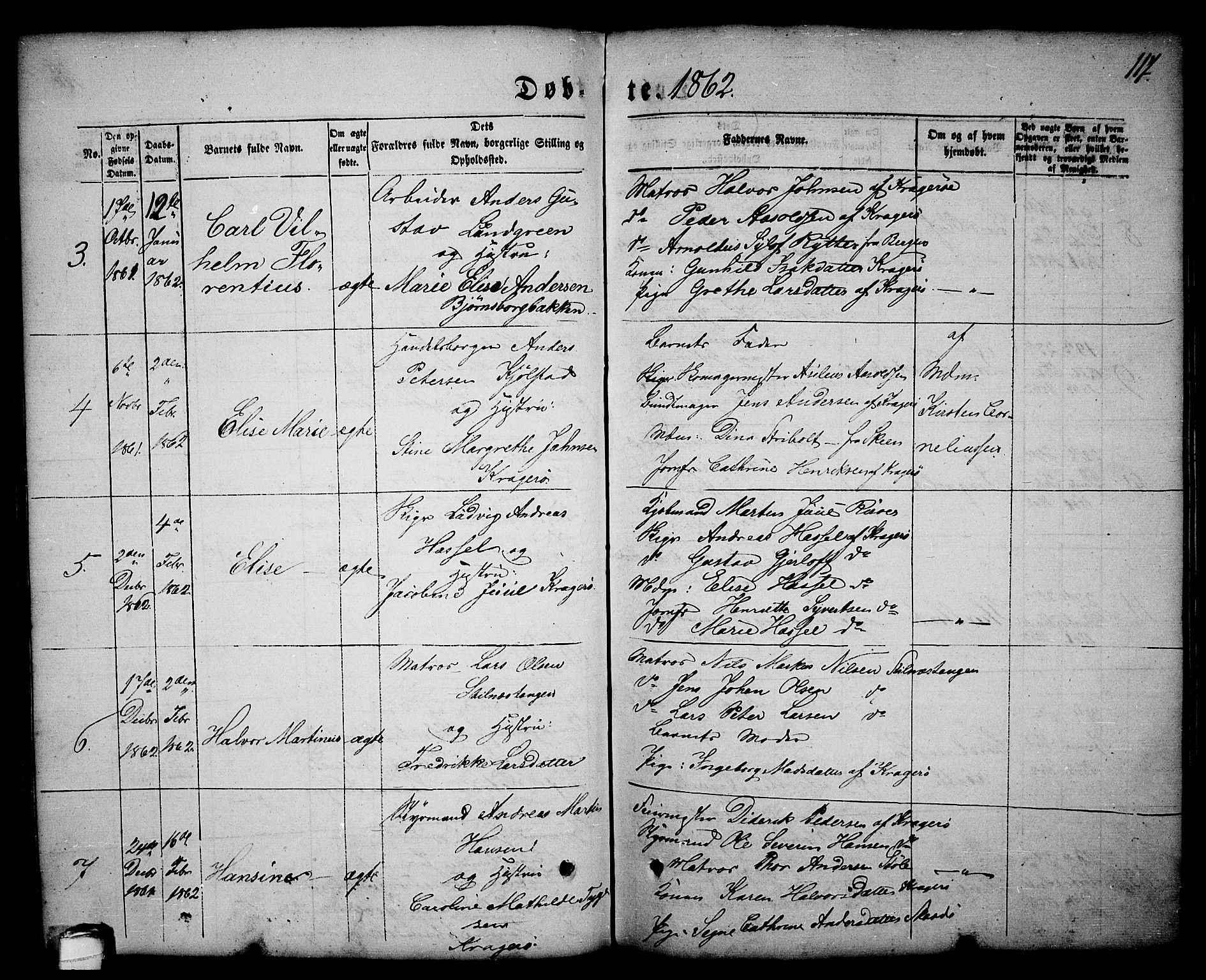 Kragerø kirkebøker, SAKO/A-278/G/Ga/L0004: Parish register (copy) no. 4, 1853-1865, p. 117