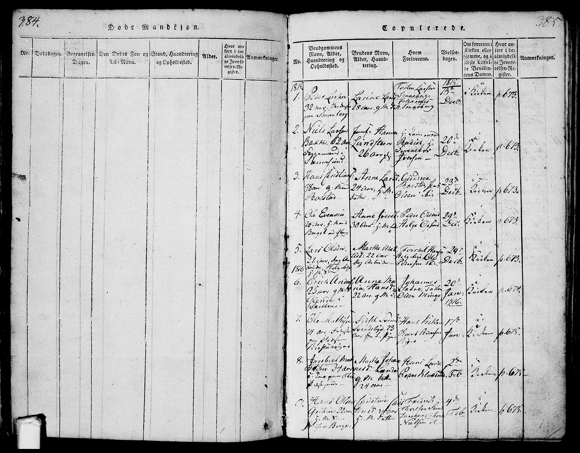 Tune prestekontor Kirkebøker, AV/SAO-A-2007/F/Fa/L0005: Parish register (official) no. 5, 1815-1823, p. 384-385