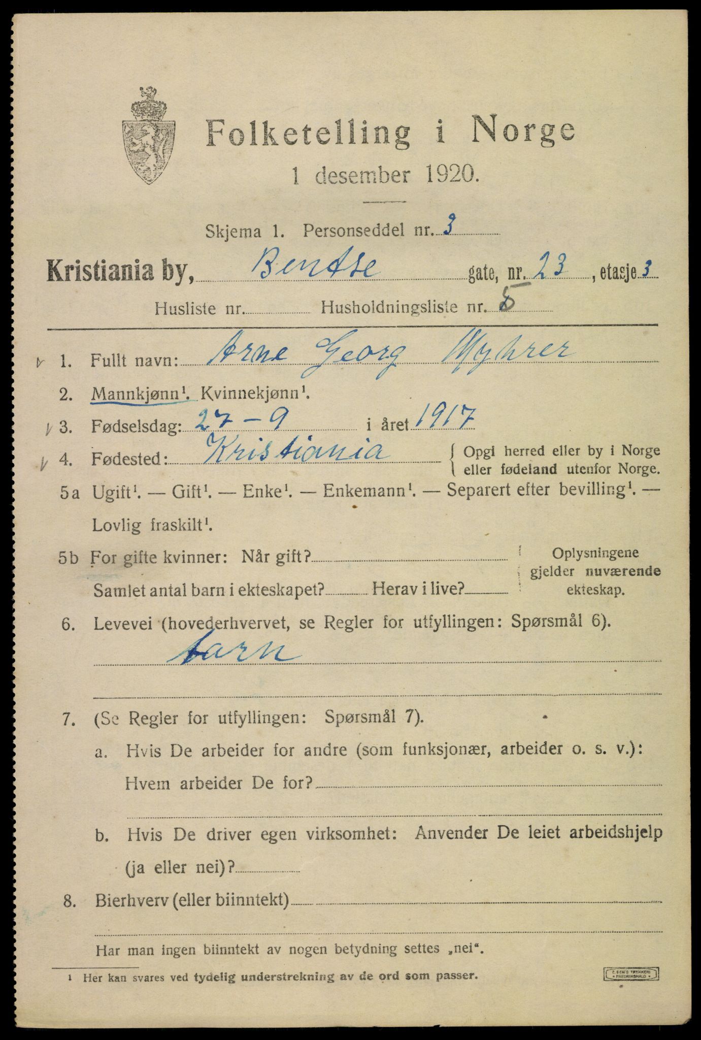 SAO, 1920 census for Kristiania, 1920, p. 152021