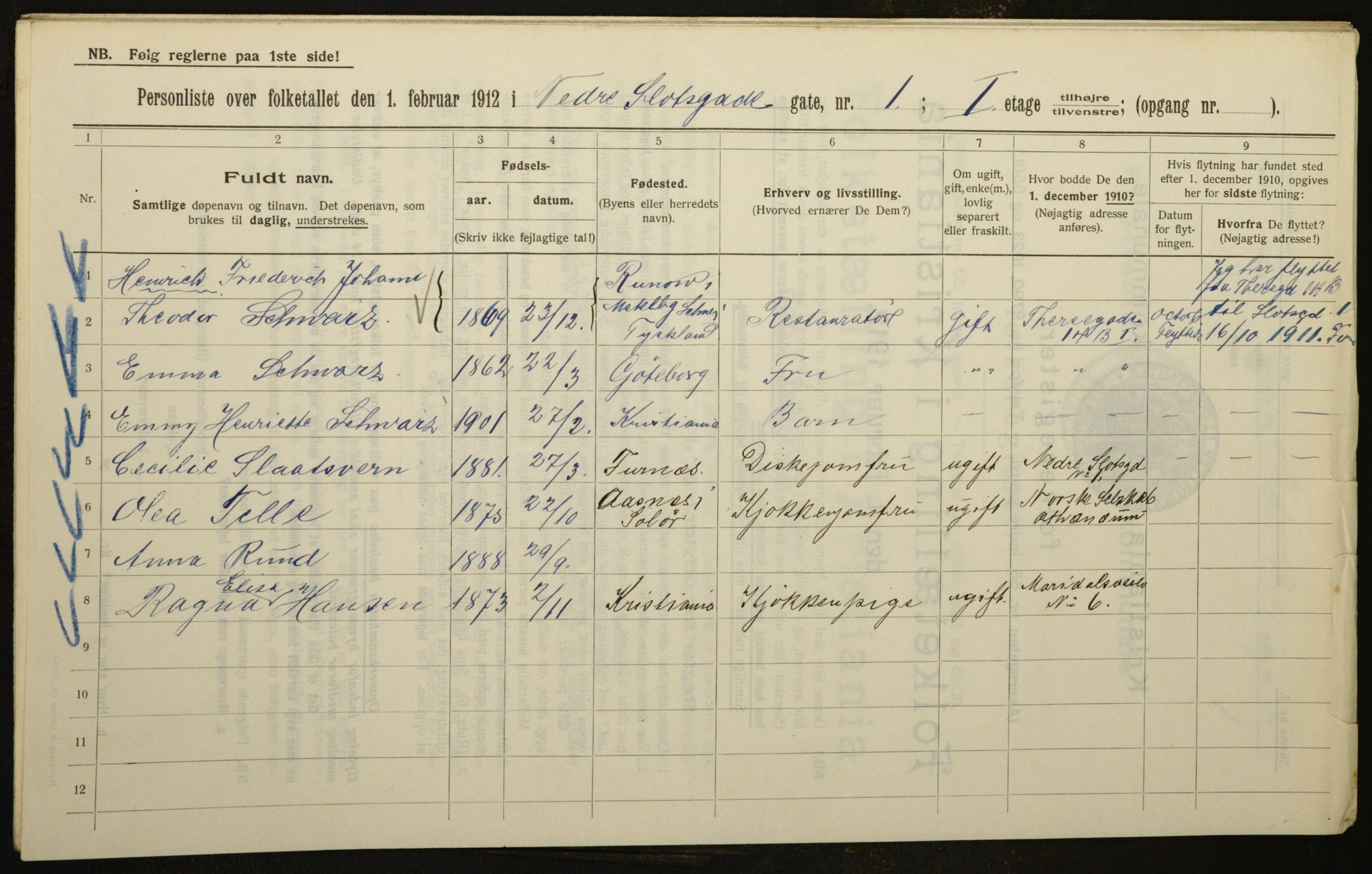 OBA, Municipal Census 1912 for Kristiania, 1912, p. 70016