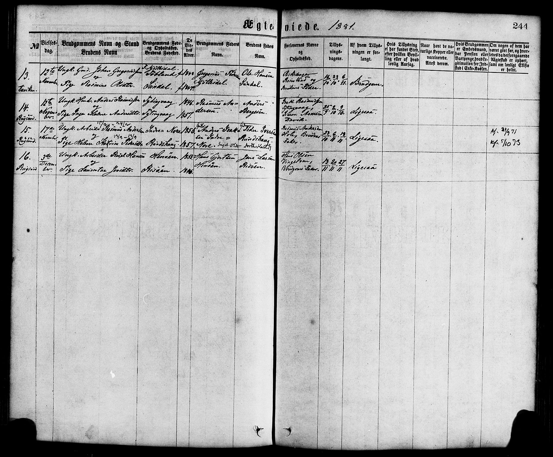 Davik sokneprestembete, AV/SAB-A-79701/H/Haa/Haaa/L0006: Parish register (official) no. A 6, 1867-1881, p. 244