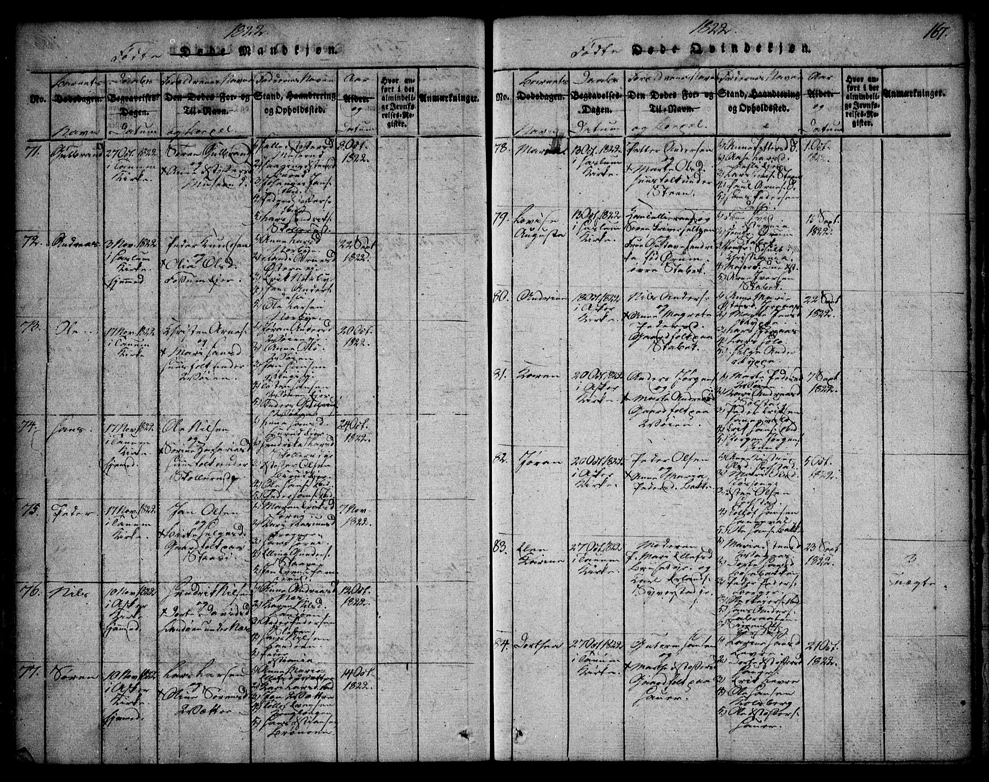 Asker prestekontor Kirkebøker, SAO/A-10256a/F/Fa/L0006: Parish register (official) no. I 6, 1814-1824, p. 167