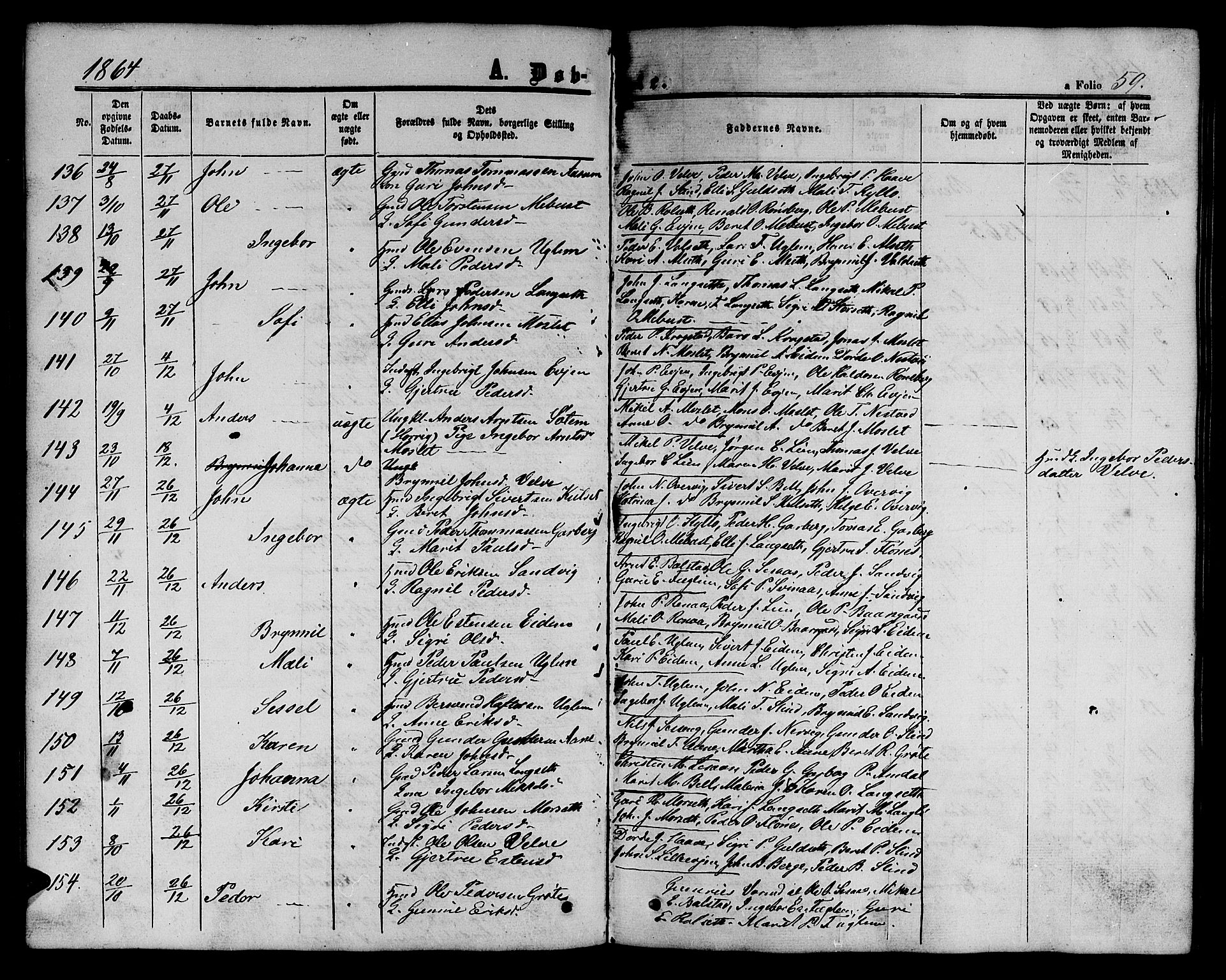 Ministerialprotokoller, klokkerbøker og fødselsregistre - Sør-Trøndelag, SAT/A-1456/695/L1155: Parish register (copy) no. 695C06, 1859-1868, p. 59