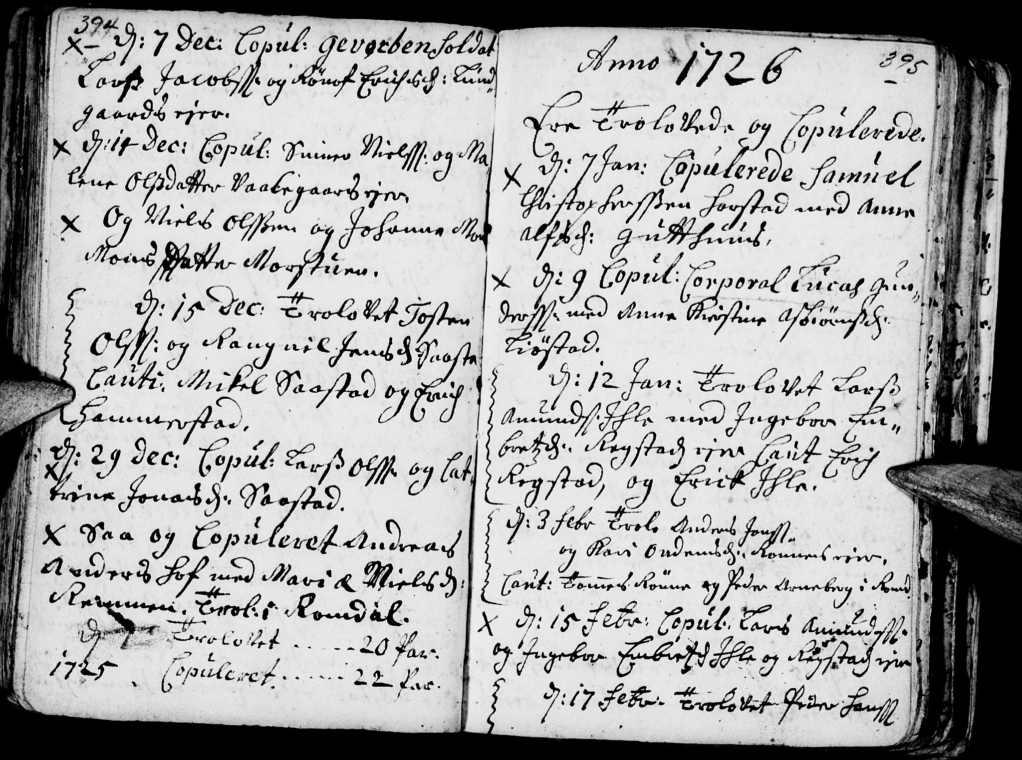 Stange prestekontor, SAH/PREST-002/K/L0002: Parish register (official) no. 2, 1724-1740, p. 394-395