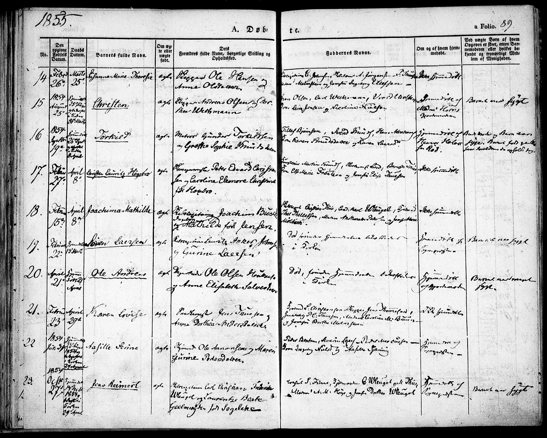 Risør sokneprestkontor, AV/SAK-1111-0035/F/Fa/L0003: Parish register (official) no. A 3, 1838-1864, p. 89