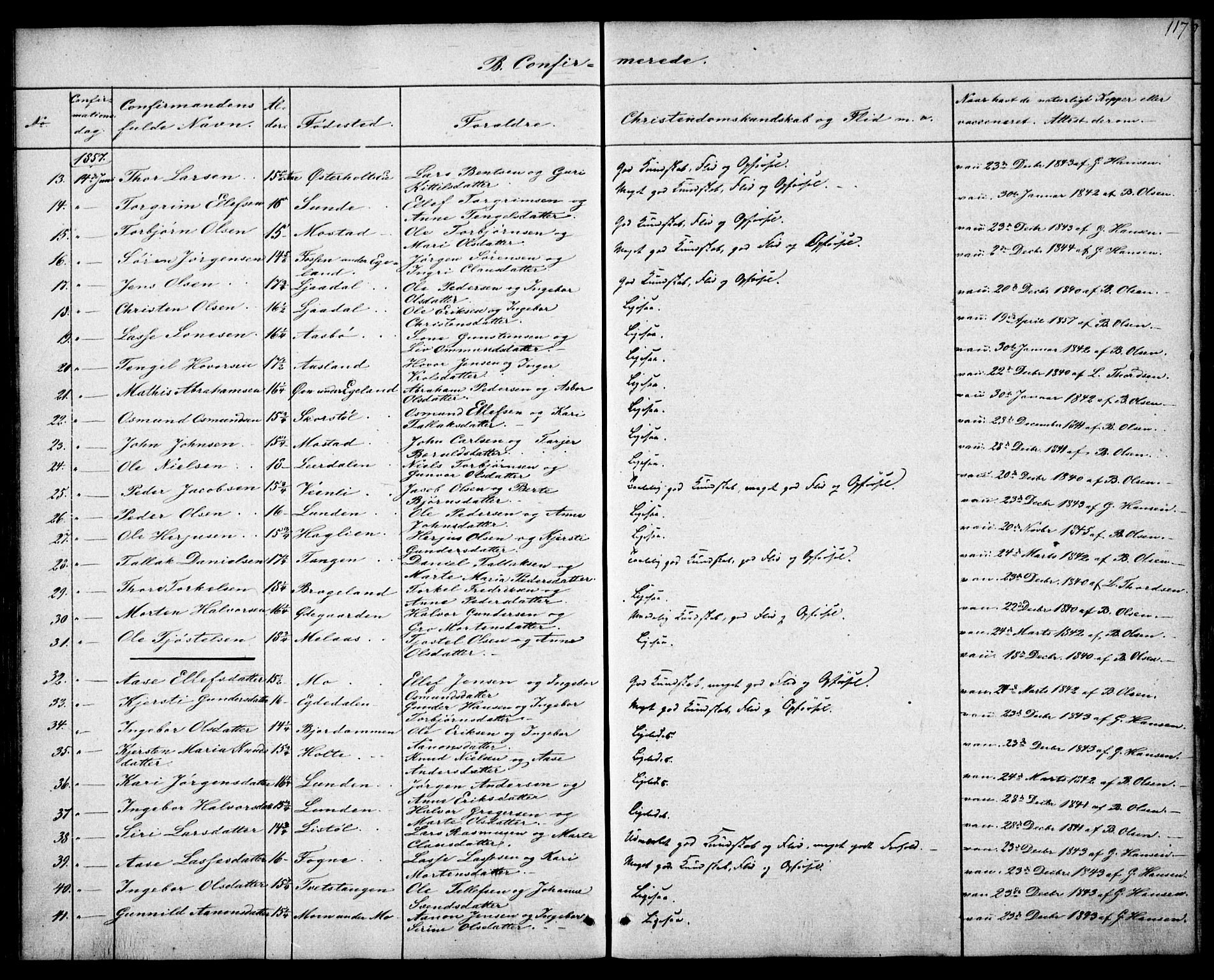Gjerstad sokneprestkontor, SAK/1111-0014/F/Fa/Faa/L0006: Parish register (official) no. A 6, 1841-1857, p. 117