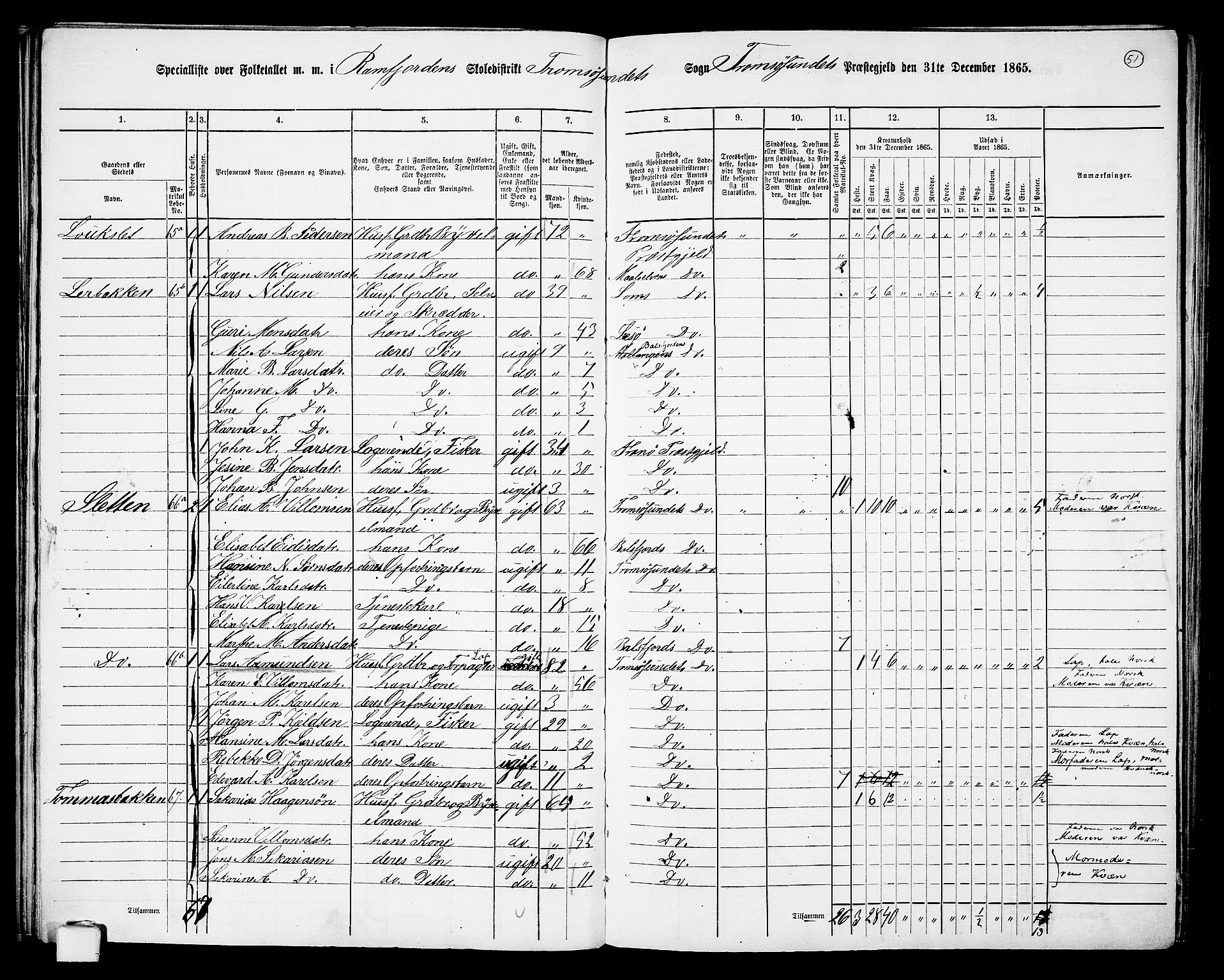 RA, 1865 census for Tromsøysund, 1865, p. 46