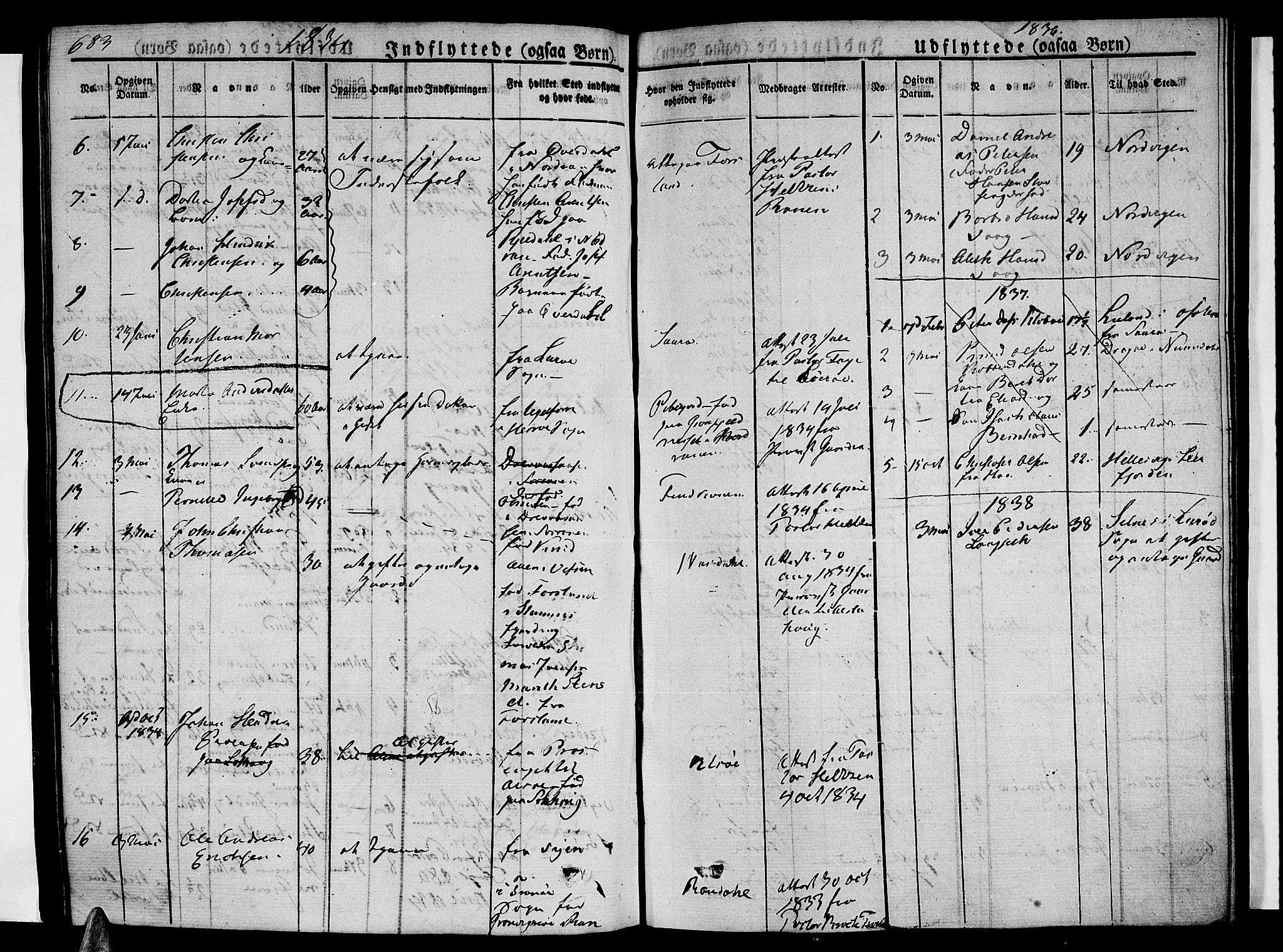 Ministerialprotokoller, klokkerbøker og fødselsregistre - Nordland, SAT/A-1459/838/L0548: Parish register (official) no. 838A06, 1829-1839, p. 683-684