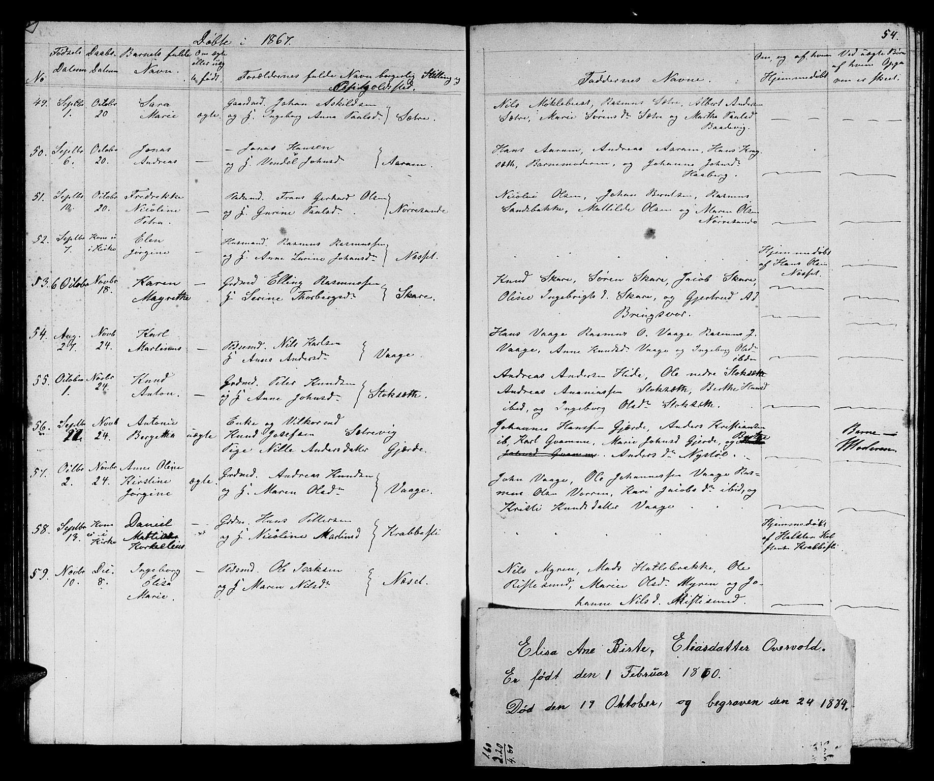 Ministerialprotokoller, klokkerbøker og fødselsregistre - Møre og Romsdal, AV/SAT-A-1454/503/L0047: Parish register (copy) no. 503C02, 1854-1884, p. 54