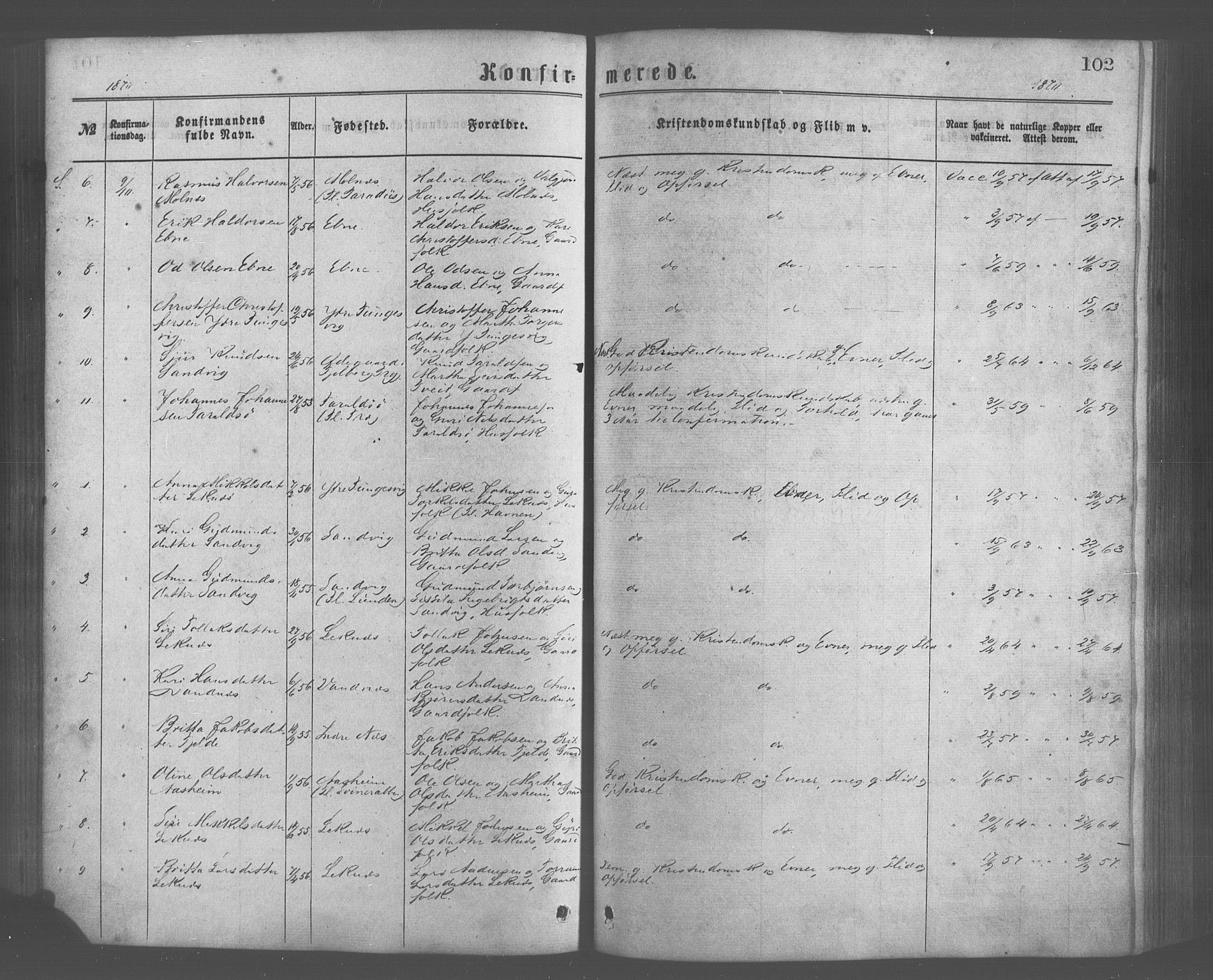 Skånevik sokneprestembete, AV/SAB-A-77801/H/Haa: Parish register (official) no. A 6, 1869-1878, p. 102