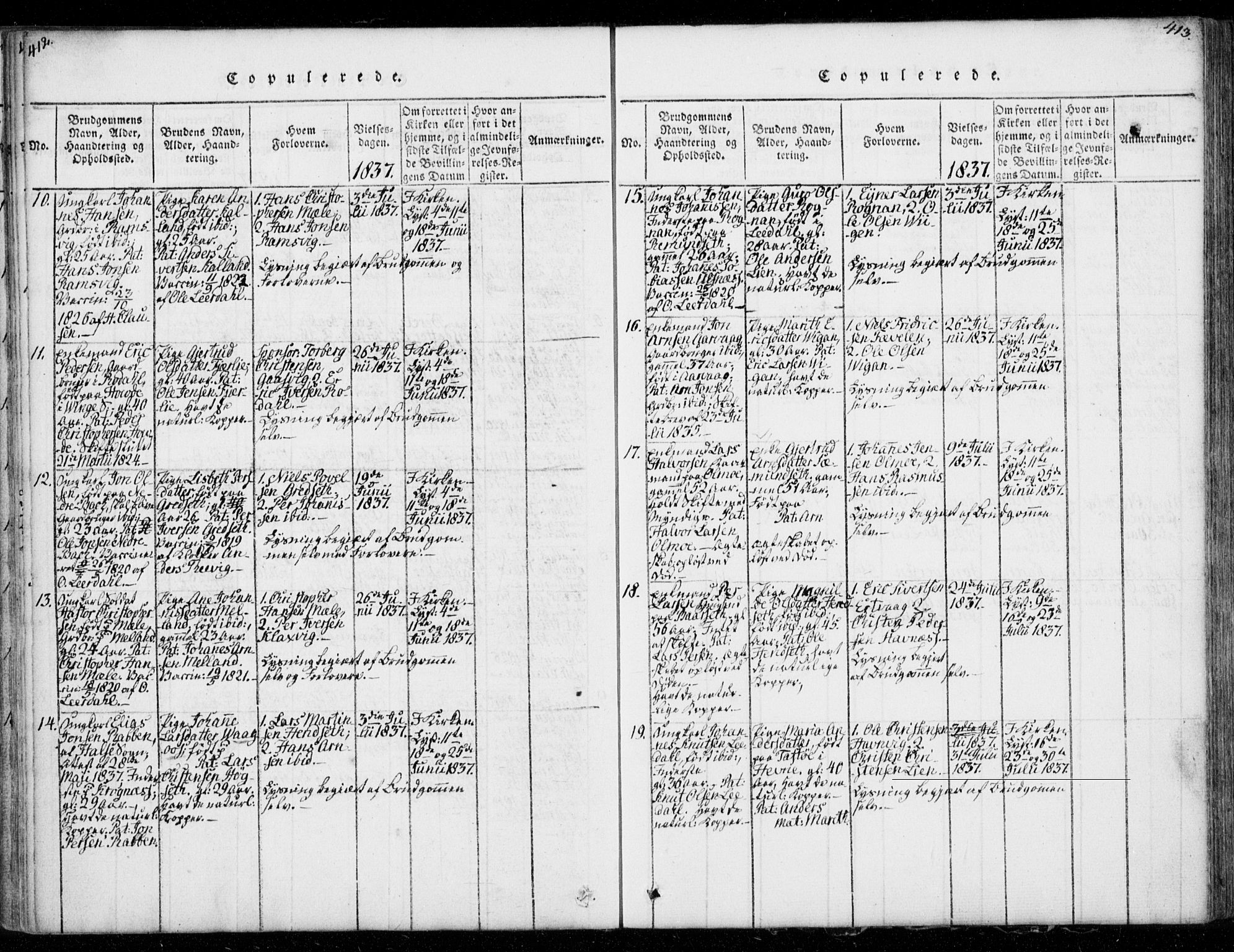 Ministerialprotokoller, klokkerbøker og fødselsregistre - Møre og Romsdal, AV/SAT-A-1454/578/L0903: Parish register (official) no. 578A02, 1819-1838, p. 412-413