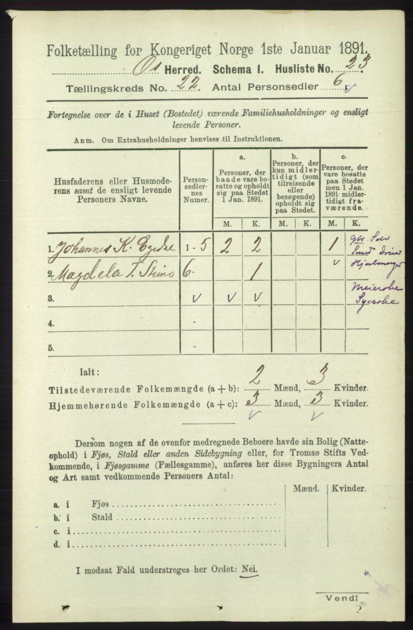 RA, 1891 census for 1243 Os, 1891, p. 4994