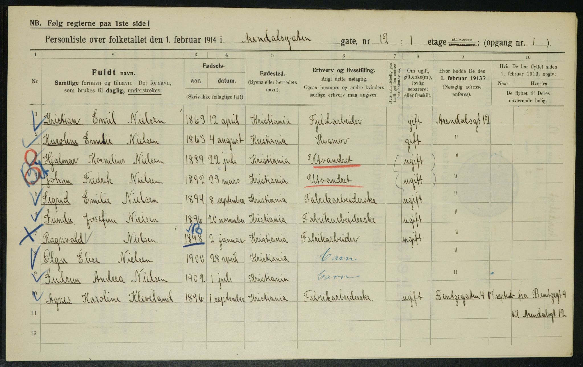 OBA, Municipal Census 1914 for Kristiania, 1914, p. 2021