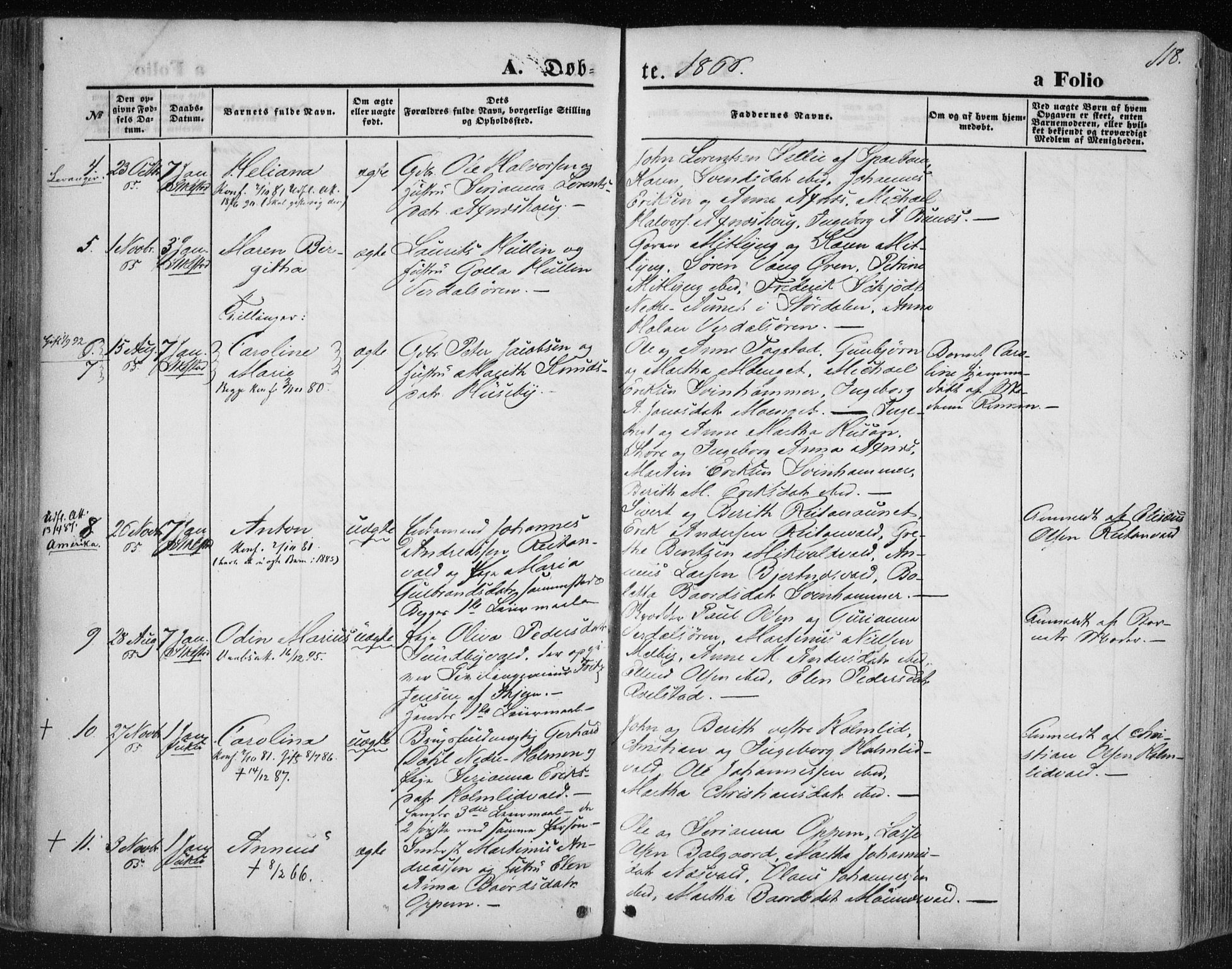 Ministerialprotokoller, klokkerbøker og fødselsregistre - Nord-Trøndelag, SAT/A-1458/723/L0241: Parish register (official) no. 723A10, 1860-1869, p. 118