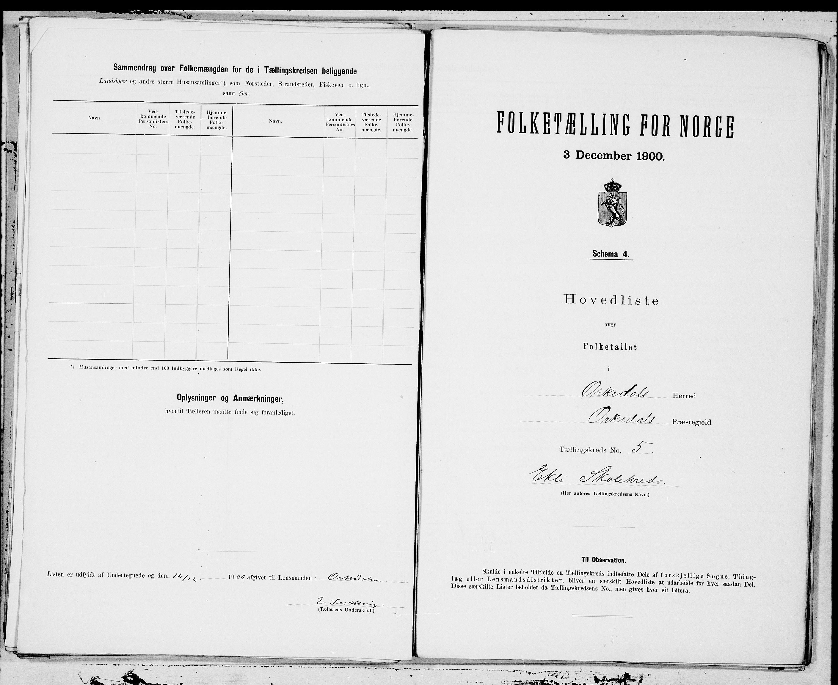 SAT, 1900 census for Orkdal, 1900, p. 12